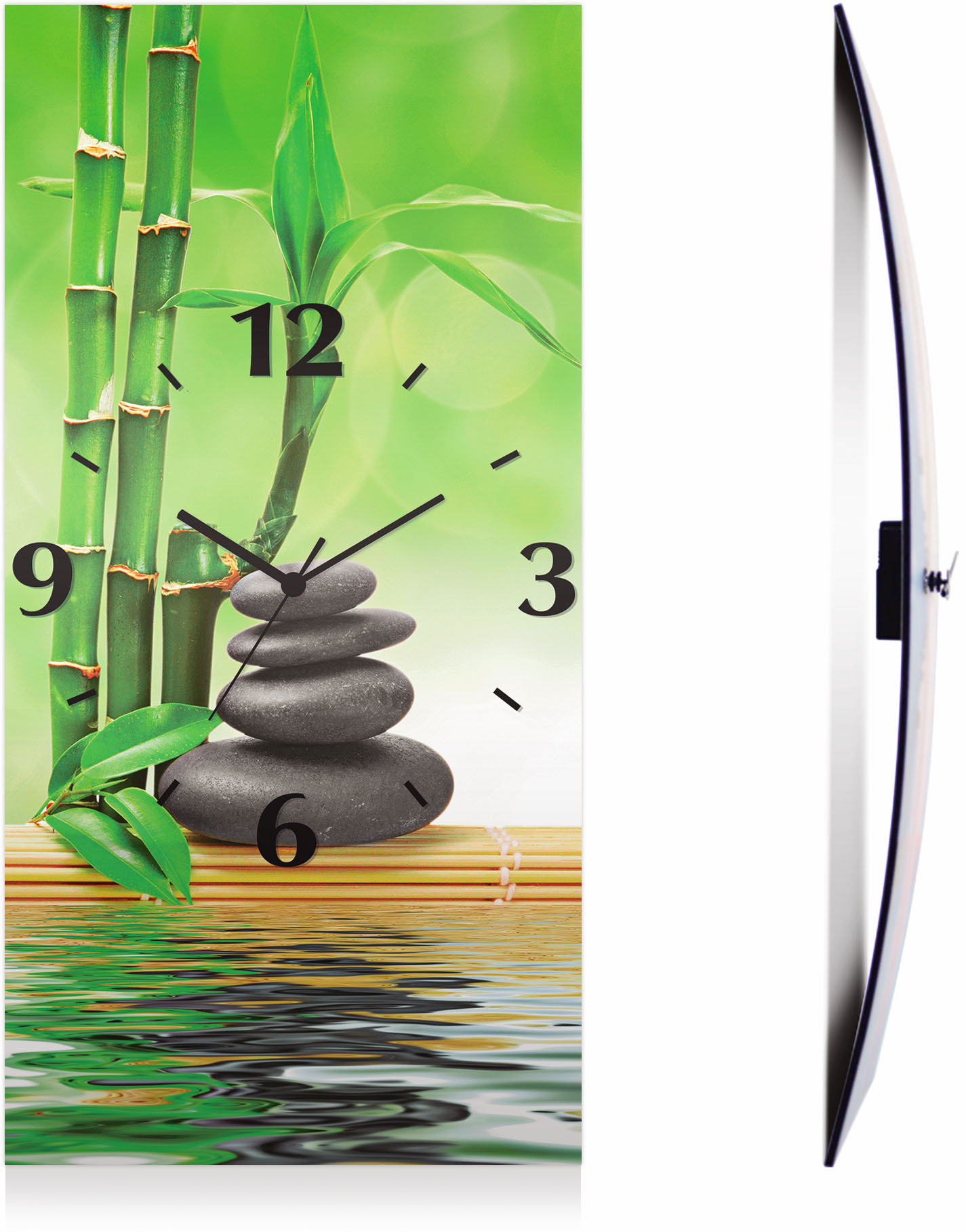 Artland Wanduhr "Spa Konzept Zen Basaltsteine" wahlweise mit Quarz- oder Funkuhrwerk, lautlos ohne Tickgeräusche