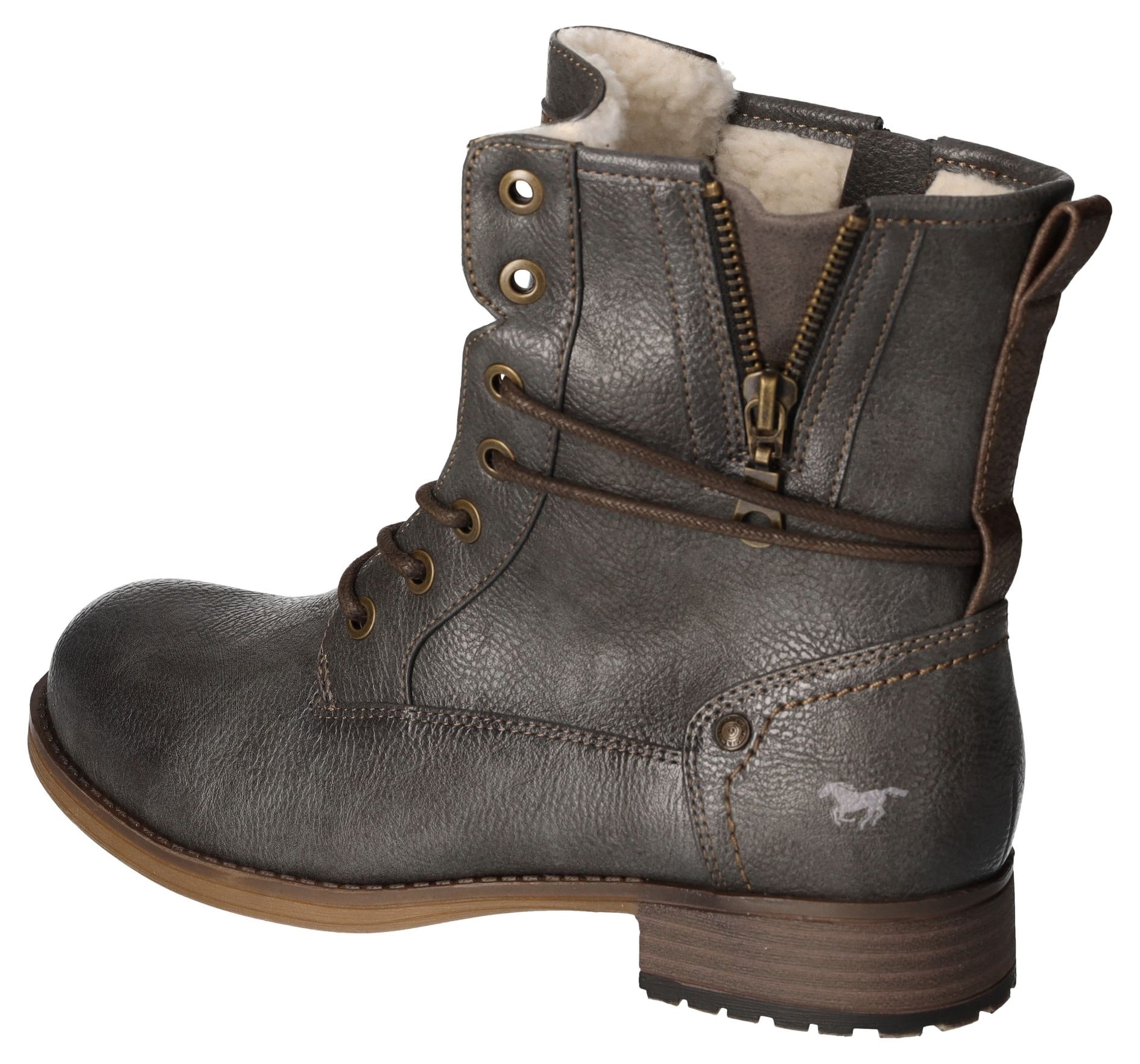 Mustang Shoes Winterboots, Blockabsatz, Winterstiefelette, Schnürboots mit Nieten besetzt