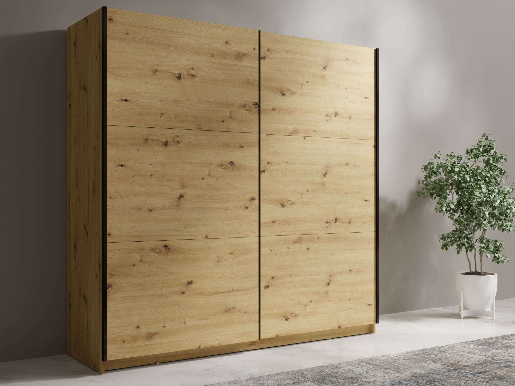 Home affaire Kleiderschrank »Kleiderschrank Fresno mit 5 Einlegeböden und Kleiderstange« Garderobe mit 2 Schwebetüren, B/H/T 150/207/62 cm