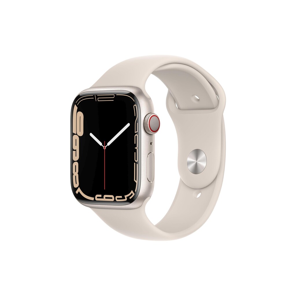 Apple Smartwatch »Serie 7, GPS, 45 mm Aluminiumgehäuse mit Sportarmband«, (Watch OS)