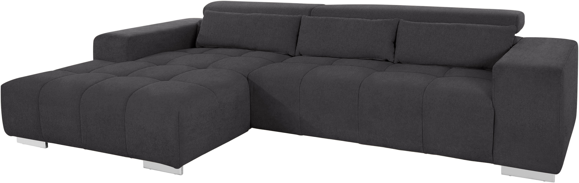 COTTA Ecksofa »Orion L-Form«, mit Recamiere, inkl. verstellbaren Kopfstützen und 3 Kissen