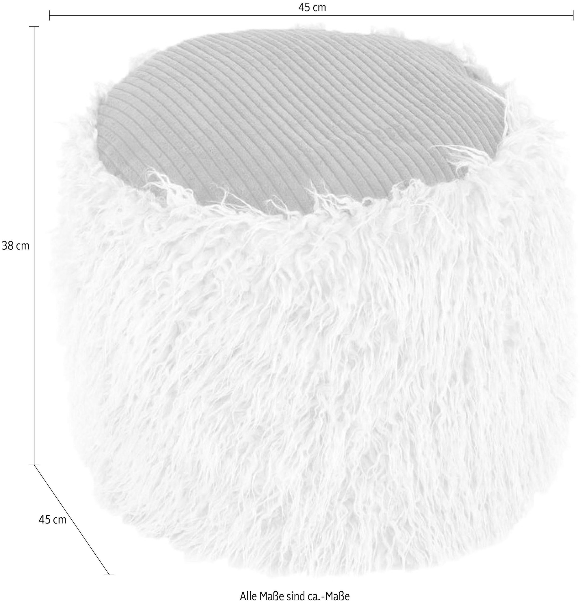 Kayoom Pouf »Fellpouf Bobtail 125, Fellhocker in zweifarbigem Design«, (1 St.), modern, dekorativ, kindersicherer Reissverschluss an der Unterseite