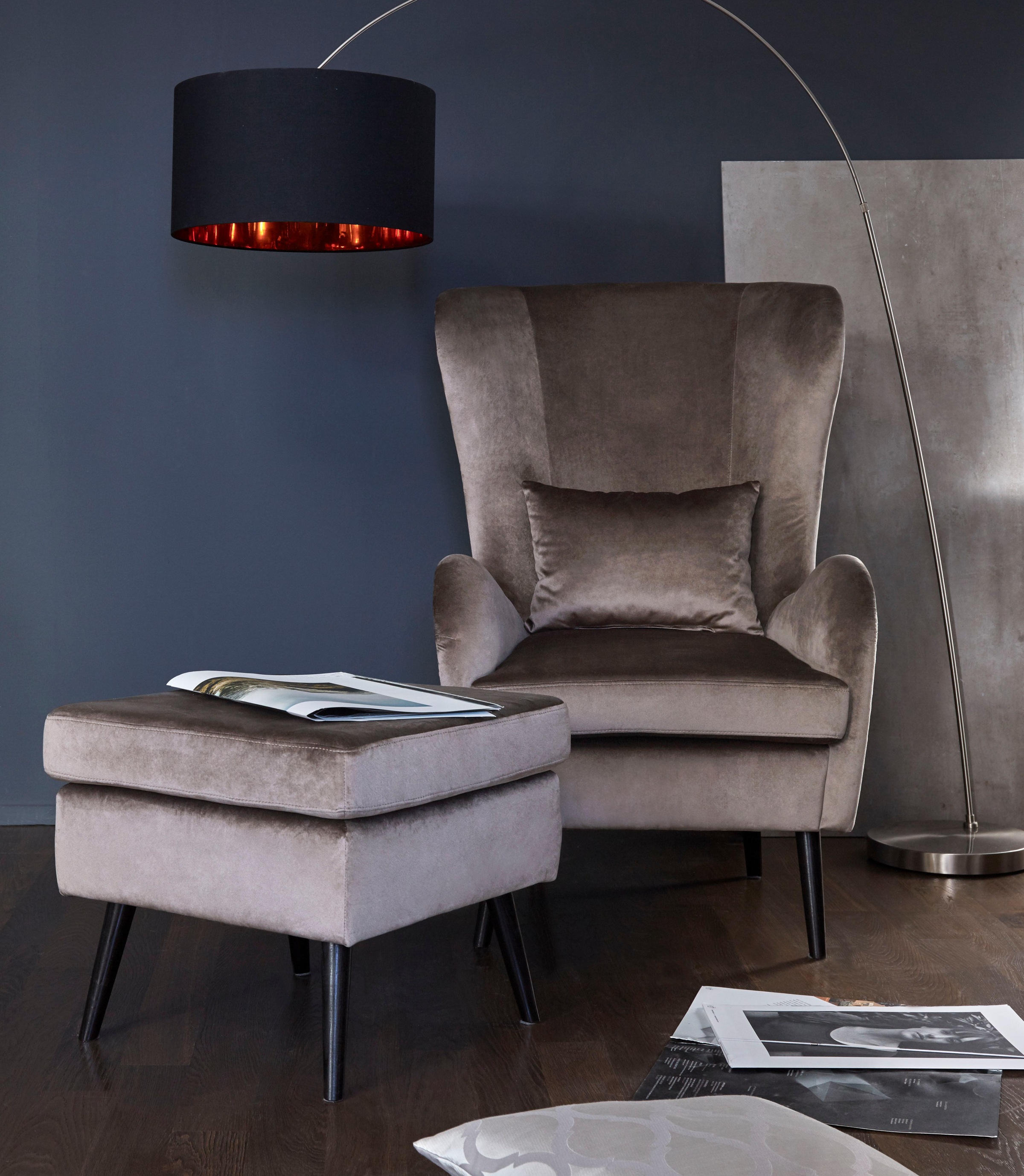 Guido Maria Kretschmer Home&Living Hocker »Salla«, Bezug auch in Luxus-Microfaser in Teddyfelloptik