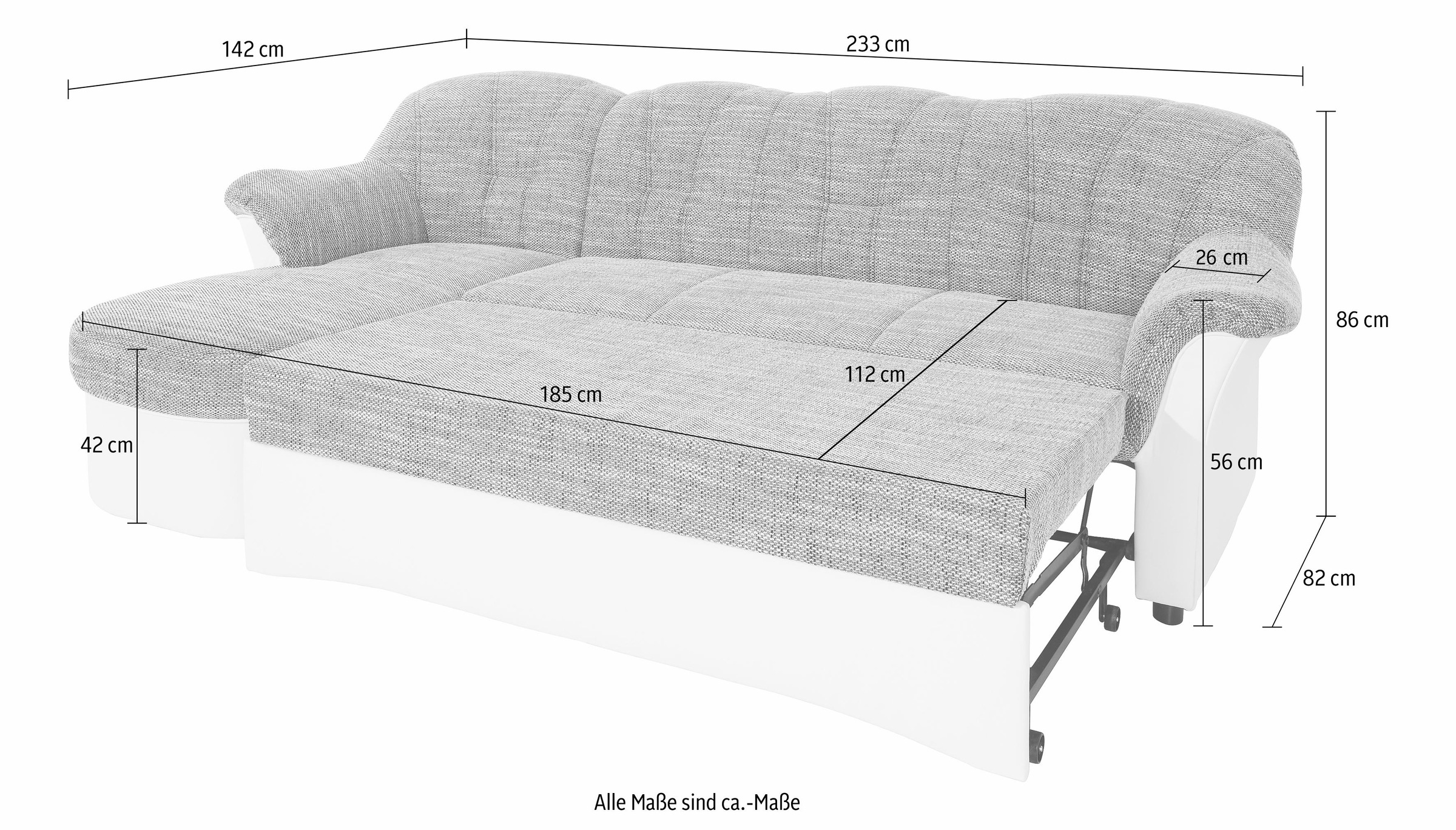 DOMO collection Ecksofa »Flores Schlafsofa, B/T/H: 233/142/86 cm, L-Form«, wahlweise mit Bettfunktion, wahlweise mit Federkern, auch in Leder