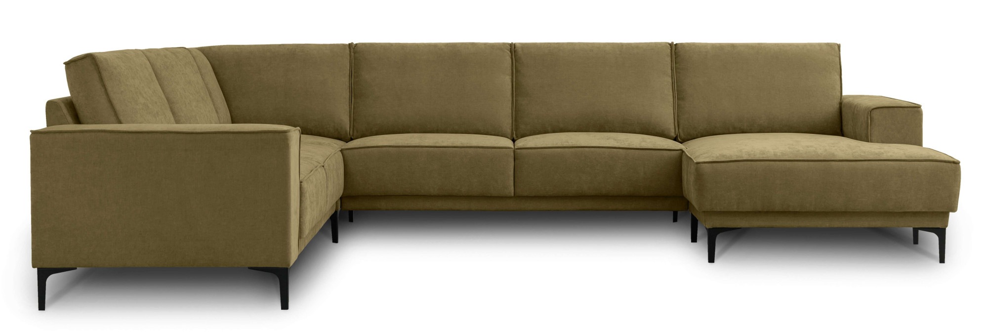 Places of Style Wohnlandschaft »XXL Sofa Oland, Struktur, Flachgewebe, Luxus-Microfaser, Boucle«, U-Form, 342 cm, Wellenunterfederung, Skandi-Design, Metallfüsse