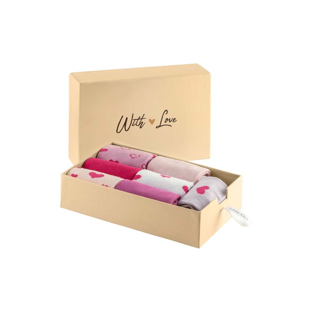 LASCANA Basicsocken »Valentinstag Geschenk«, (Box, 7 Paar)