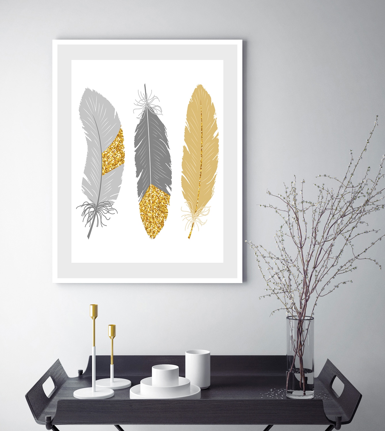 queence Bild "Nathalia" Federn  Kunst