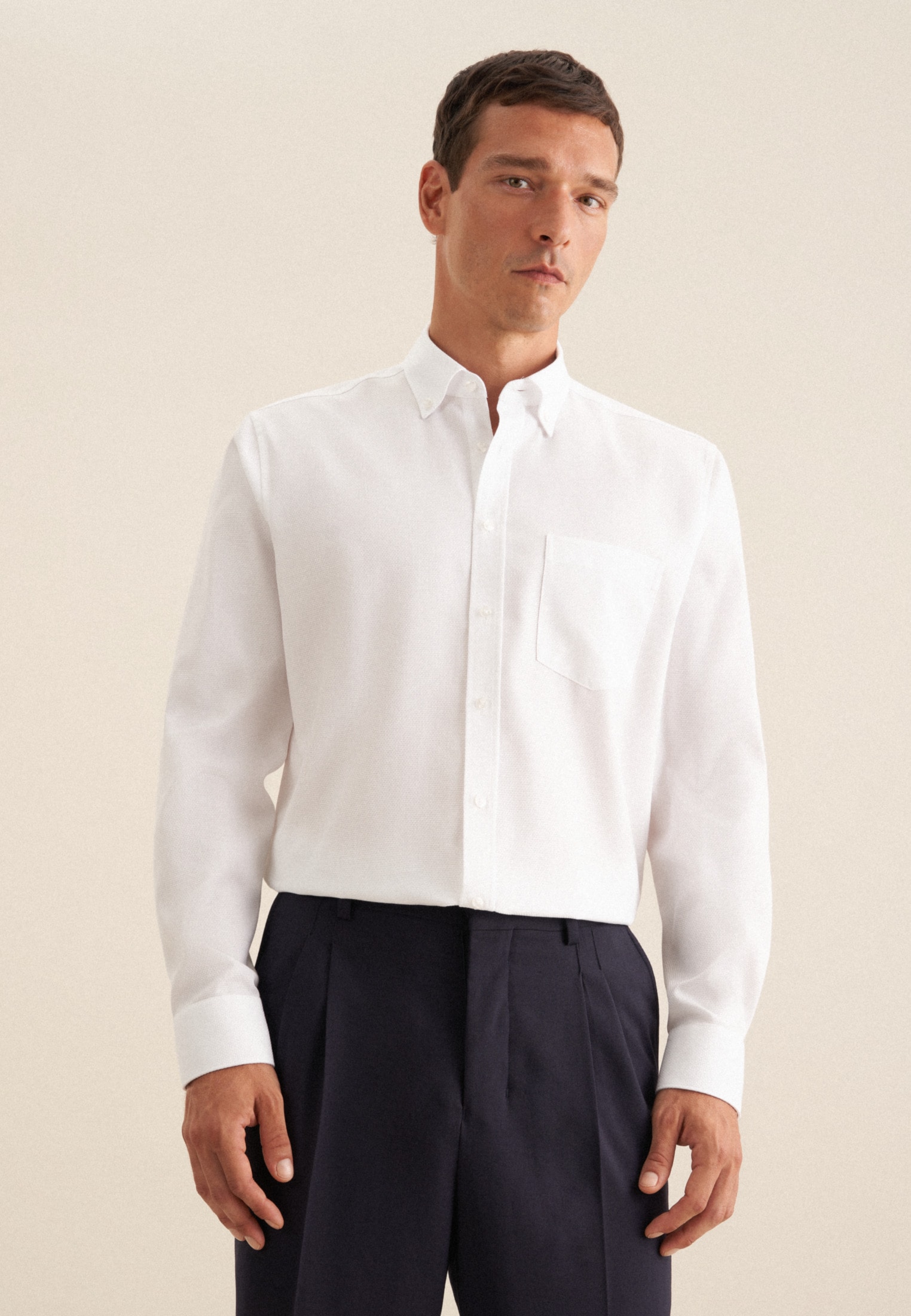 seidensticker Businesshemd »Schwarze Rose« Regular 1/1 Button-Down-Kragen Struktur