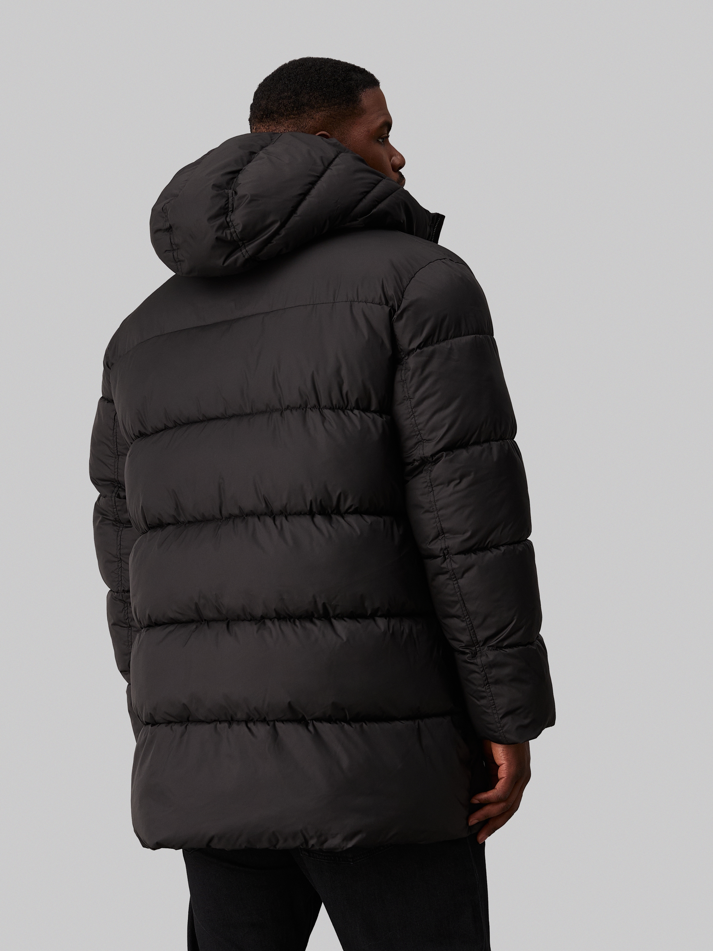 Calvin Klein Big&Tall Steppmantel »BT_LONG HOODED QUILT PUFFER MW«, in Grossen Grössen mit Logopatch