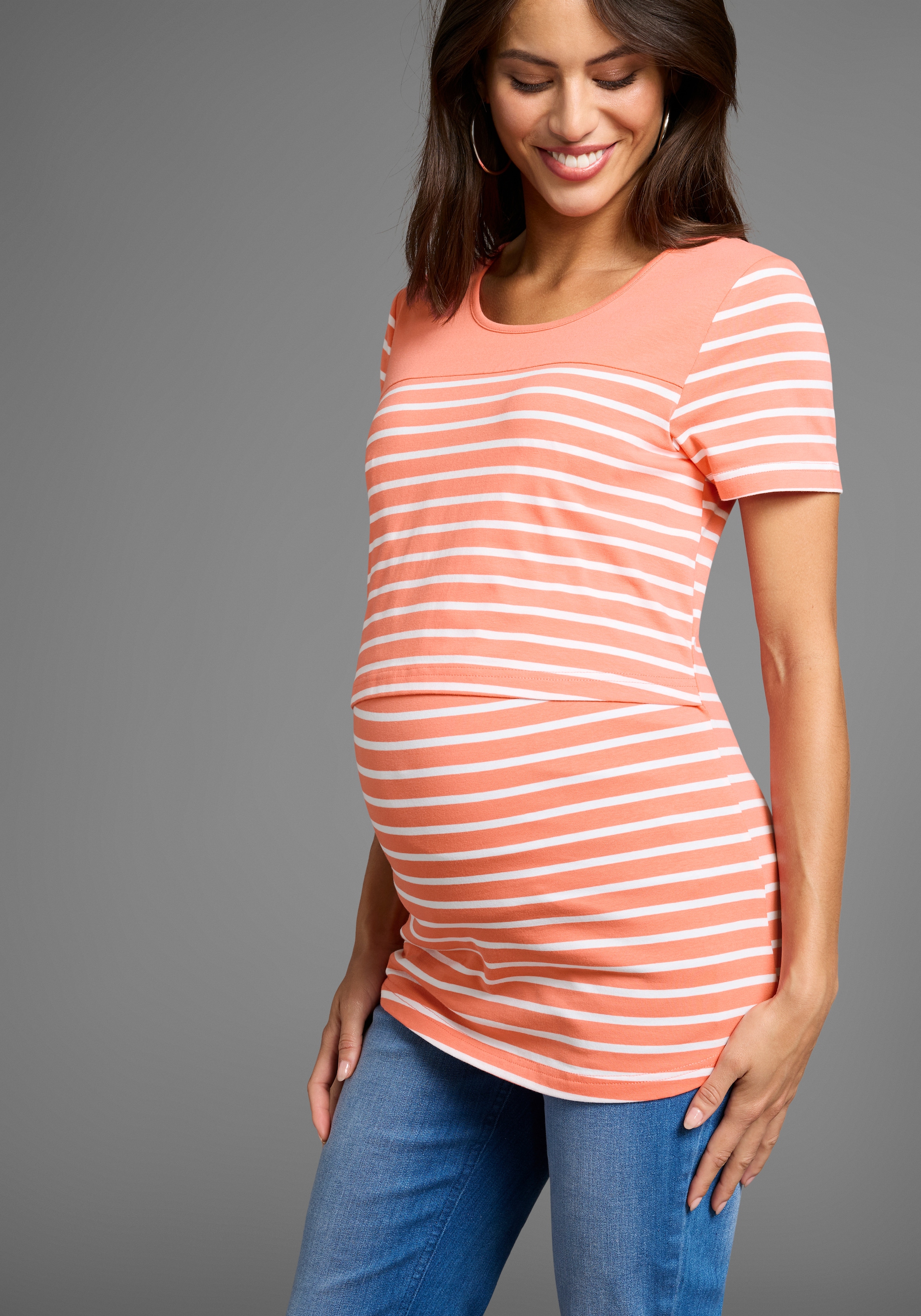 Neun Monate Umstandsshirt »Geringeltes Schwangerschaft und Still-Shirt«, für bequemes Stillen