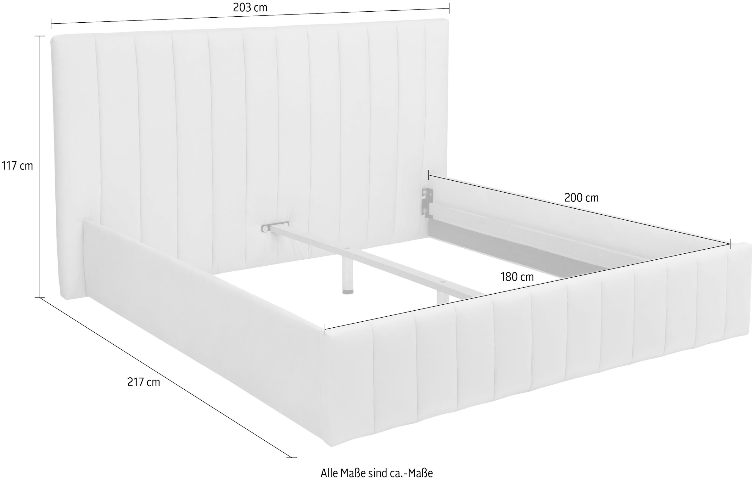INOSIGN Polsterbett »Effy erhältlich in der Breite 180x200cm«, wahlweise mit Lattenrost und King-Matratze (28cm)