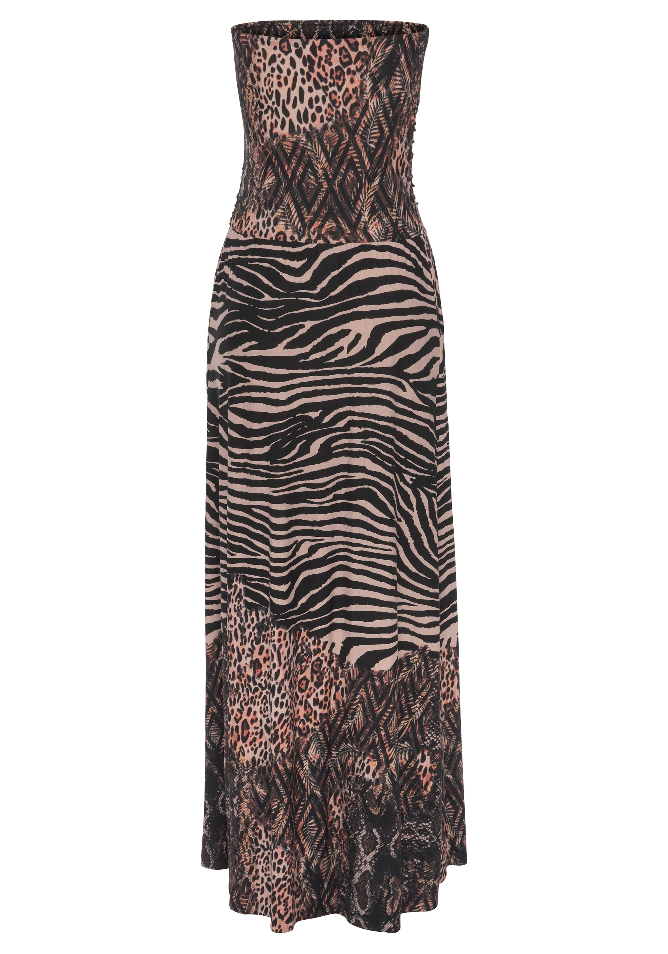 LASCANA Maxikleid, mit Animalprint, Bandeau-Kleid, Sommerkleid, schulterfrei