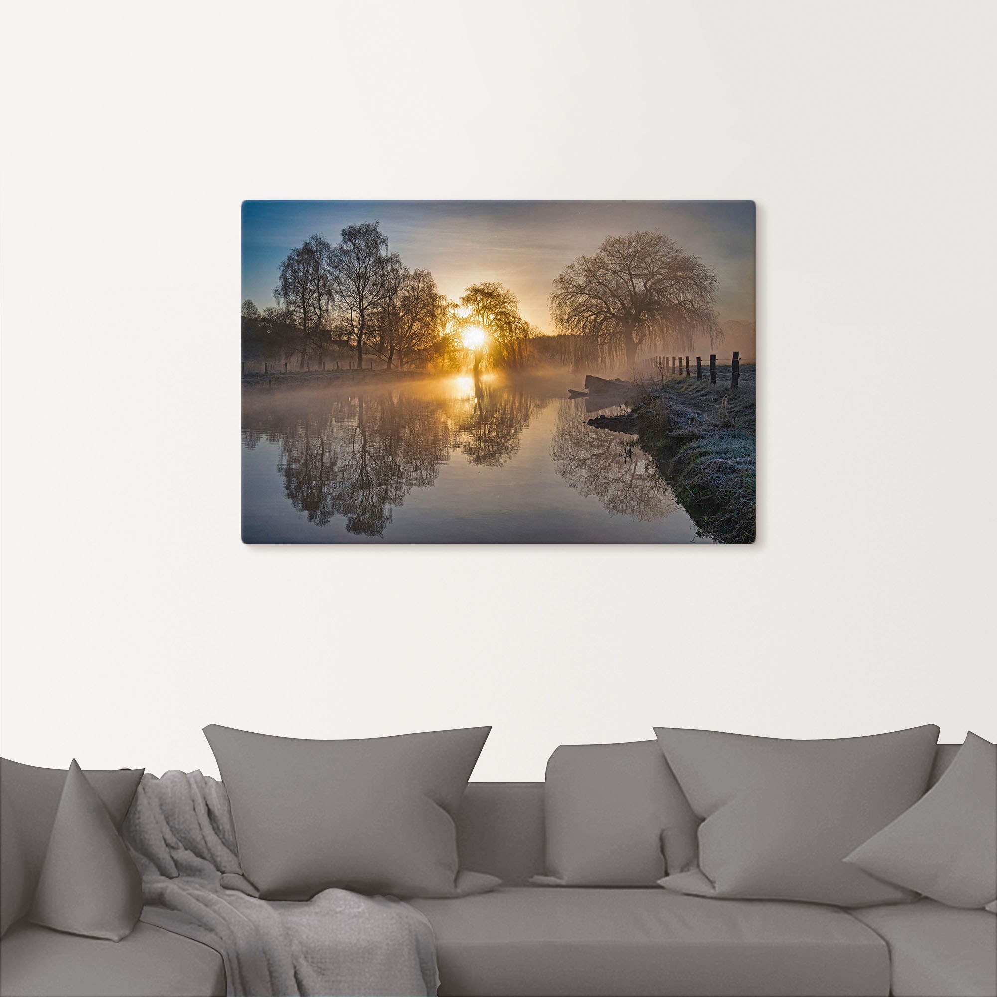 Artland Wandbild »Mystischer Morgen an der Trave«, Bilder vom Sonnenuntergang & -aufgang (1 Stück), in vielen Grössen & Produktarten - Alubild/Outdoorbild, Leinwandbild, Poster, Wandaufkleber/Wandtattoo auch für Badezimmer geeignet