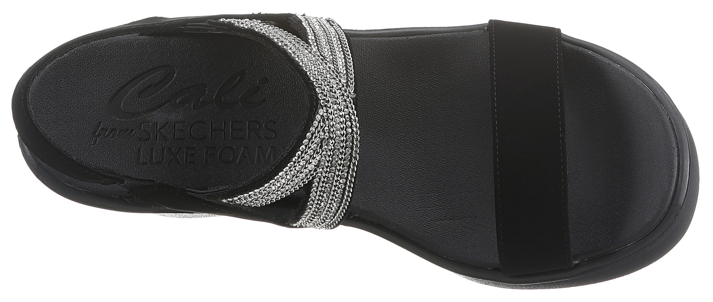Skechers Keilsandalette »RUMBLE ON CHART TOPPER«, Sommerschuh, Sandale, Keilabsatz, mit elastischen Riemchen