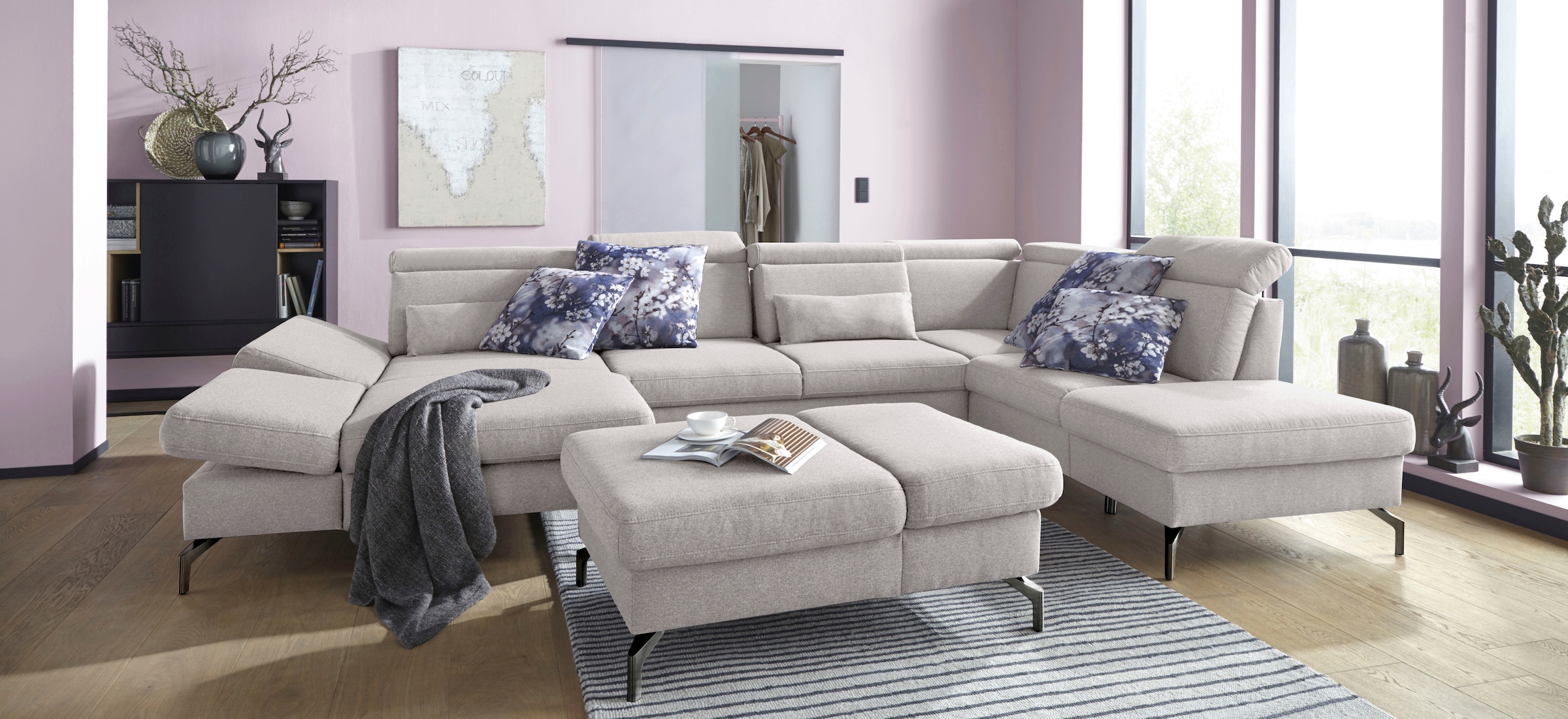 sit&more Hocker »Brisbane«, Fusshöhe 15 cm, mit Federkern und Klappfunktion