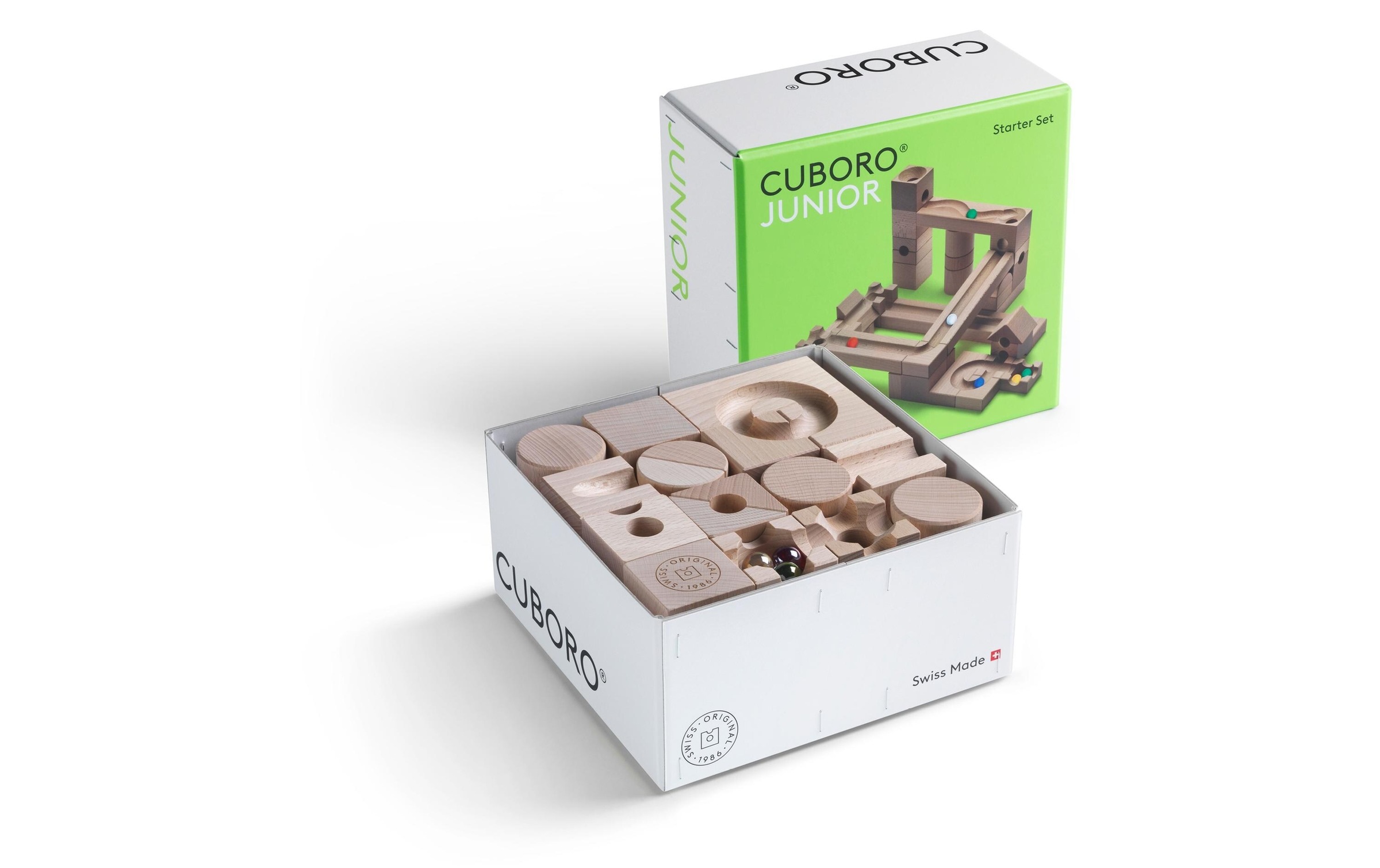 Kugelbahn »Cuboro CUBORO JUNIOR«, (46 tlg.), Holzart: Buche (Fagus sylvatica)/ Schweiz