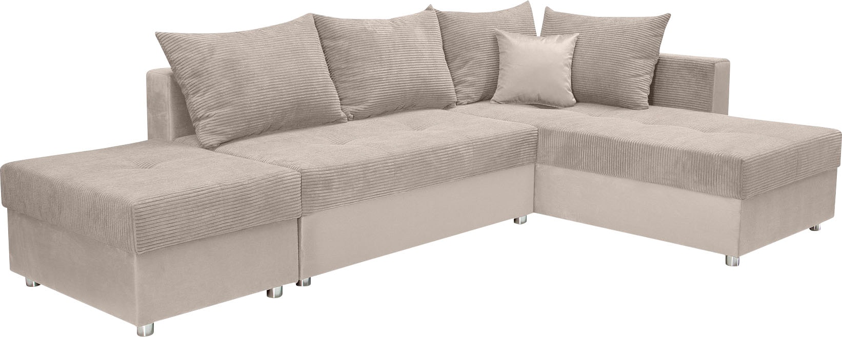 COLLECTION AB Ecksofa »Italia L-Form«, mit Bettfunktion und Bettkasten, in Cord-Samt Mix