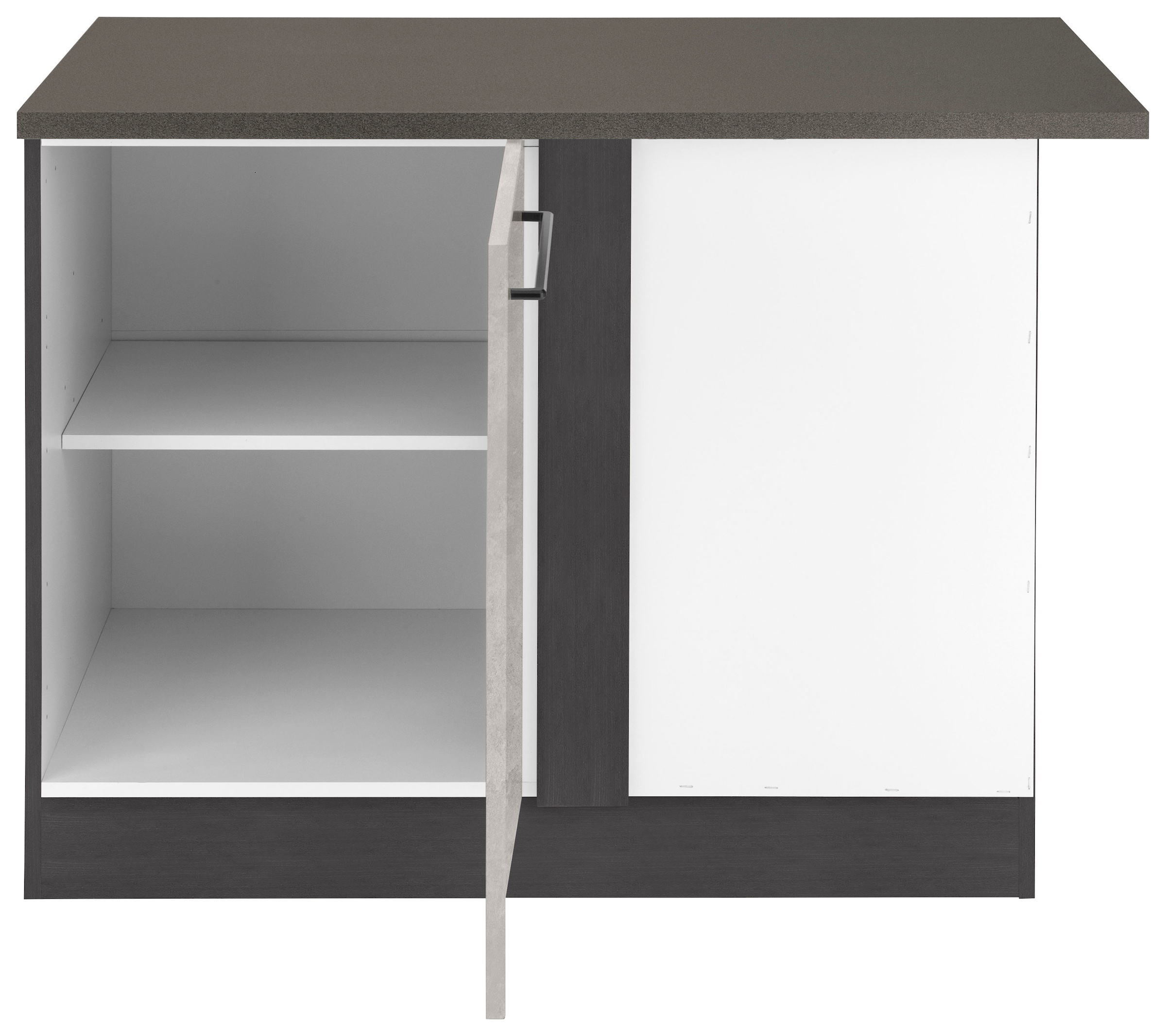 KOCHSTATION Eckunterschrank »KS-Tulsa«, 110 cm breit, 1 Tür, schwarzer Metallgriff, hochwertige MDF Front