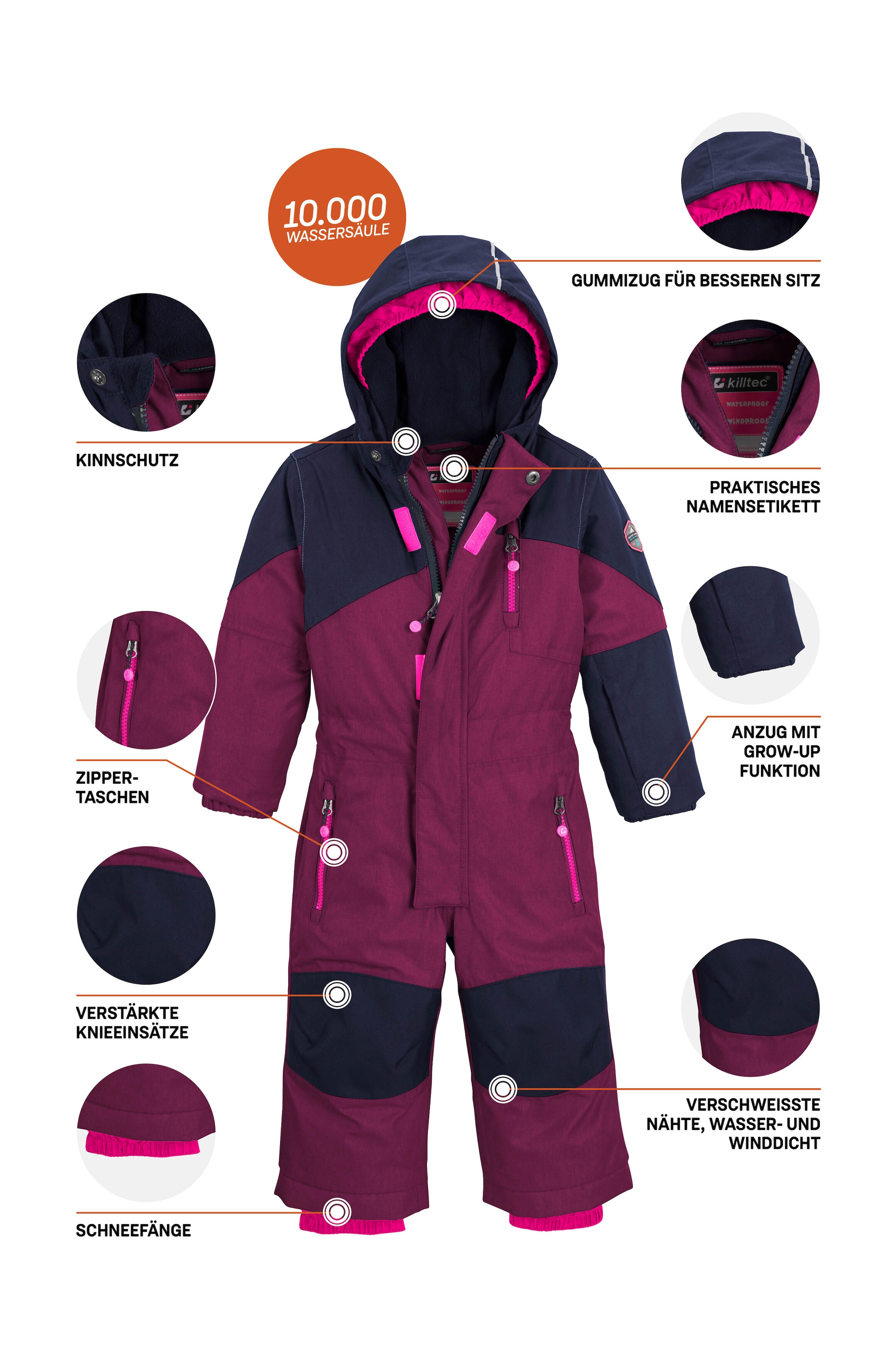 Killtec Skianzug »Kesley Mini«, Skioverall, wind- und wasserdicht, innen warmes Fleece