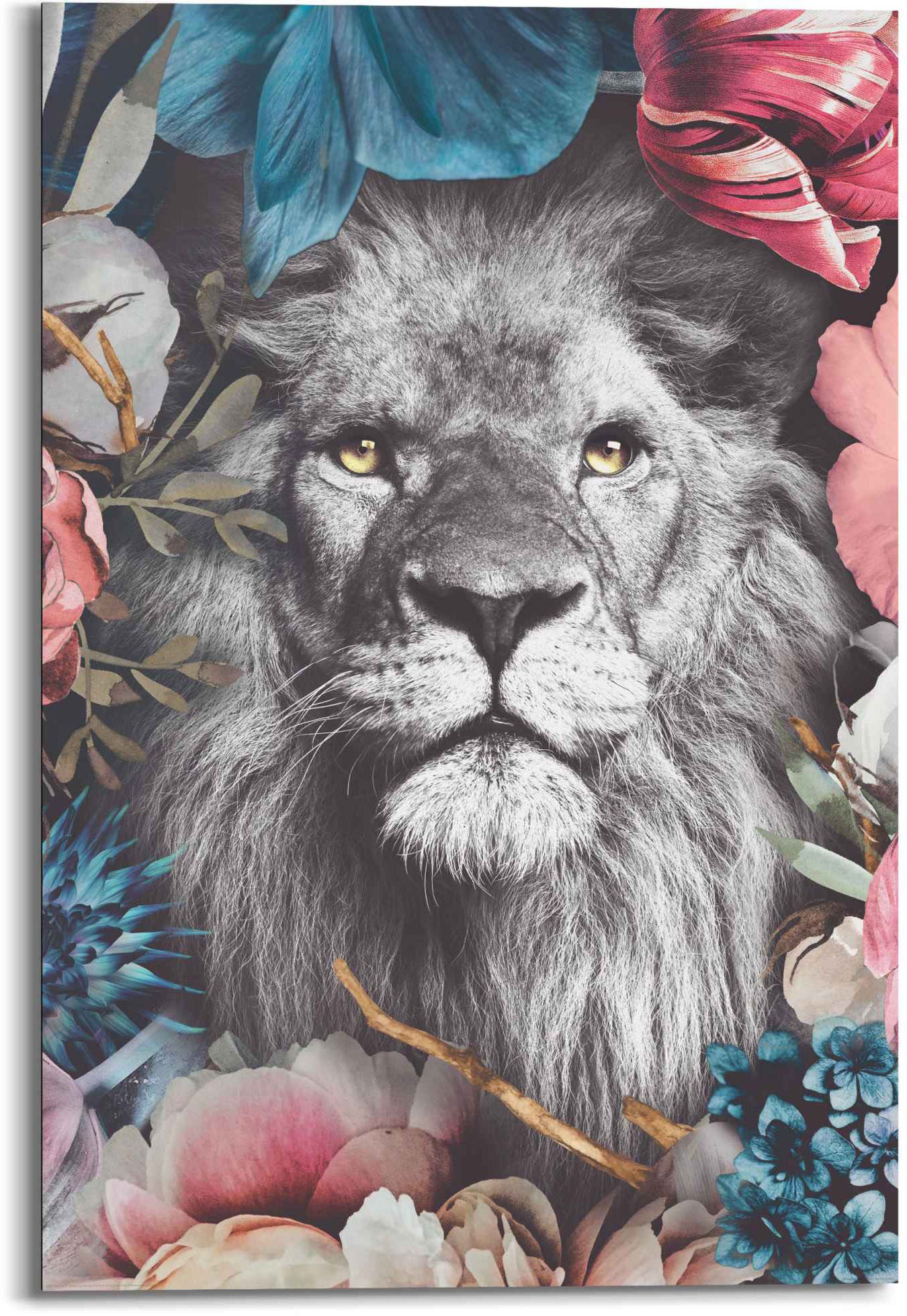 ❤ Reinders! Wandbild »Wandbild - Farbenfroh«, (1 Löwen, Pflanzen bestellen Blumenkranz im St.) - Shop Löwe Jelmoli-Online