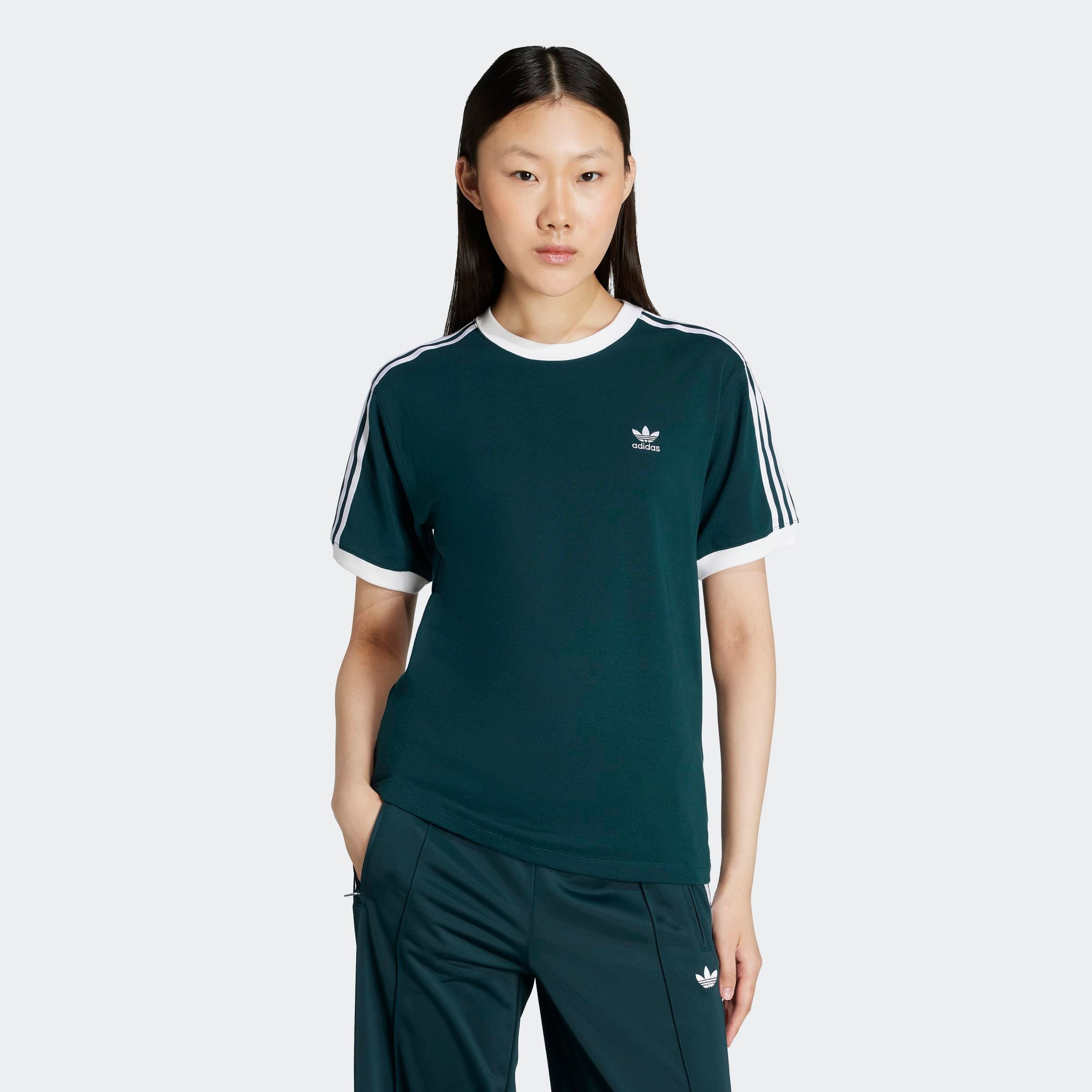 adidas Originals T-Shirt »3 STRIPE TEE« ohne Verschluss, mit Rippdetails, aus Baumwolle und Elasthan
