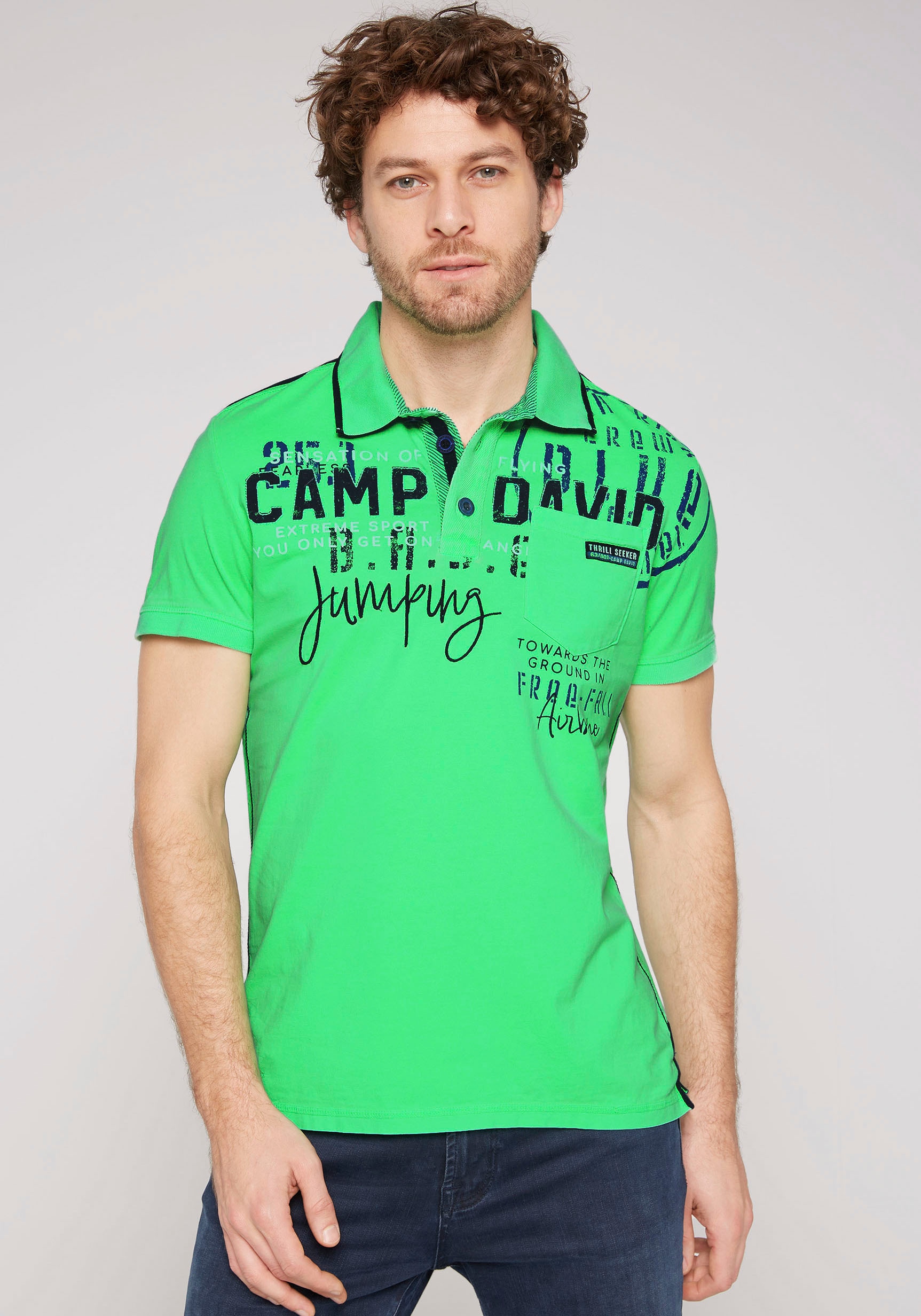 CAMP DAVID Poloshirt, mit Tapes auf den Schultern