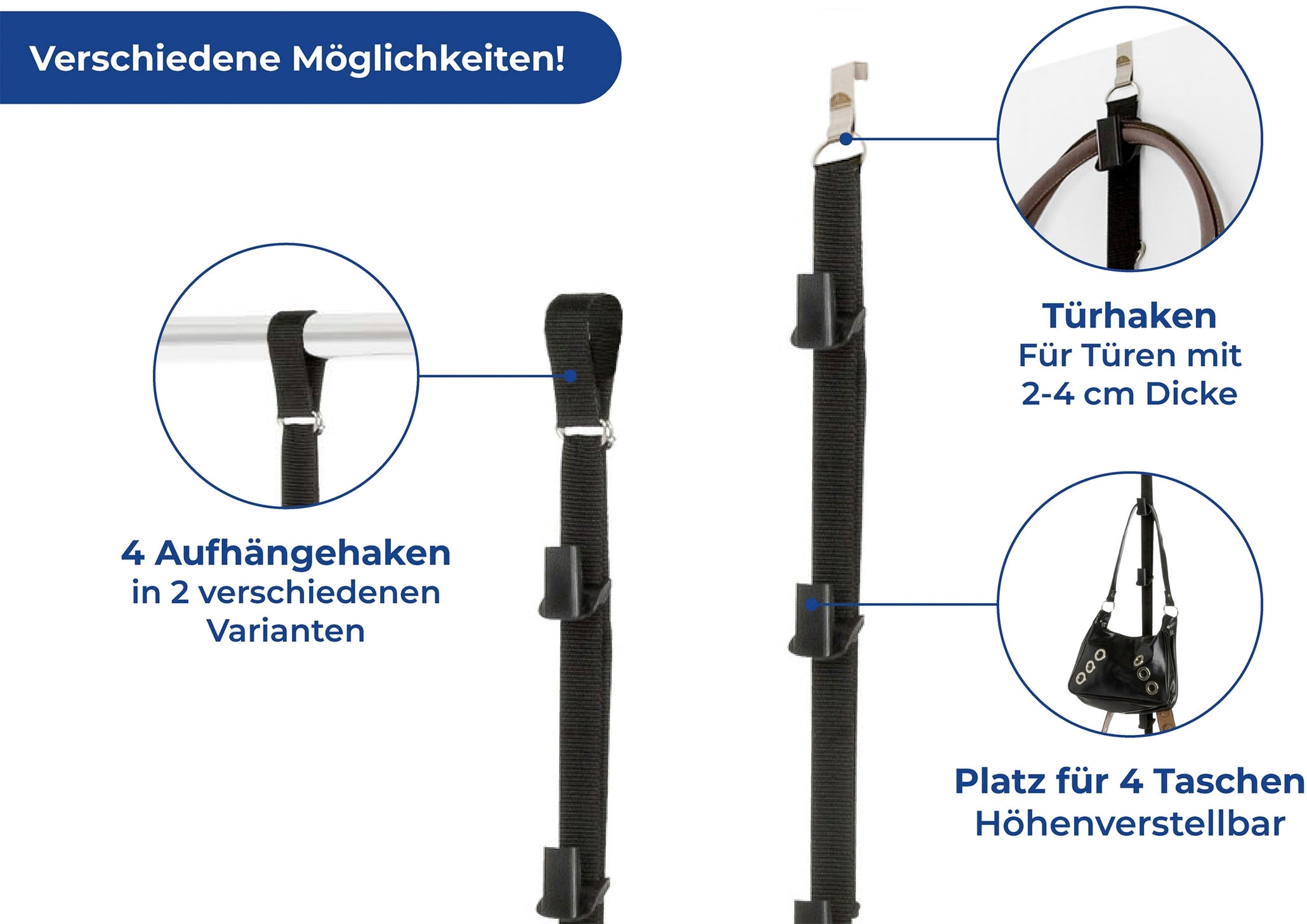 Maximex Ablageelement »Taschengarderobe«, 2er-Set, inkl. Haken für Türbreiten von 2 - 4 cm