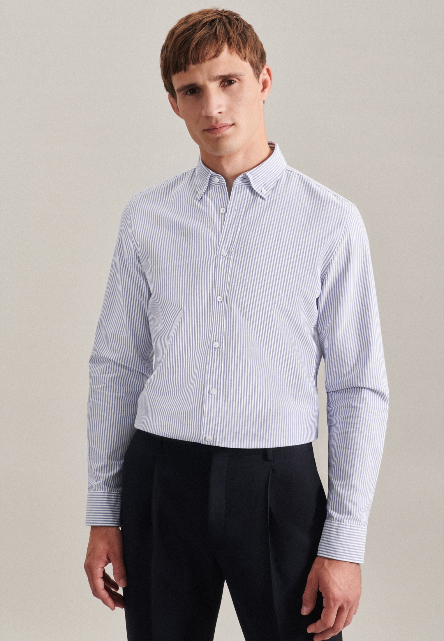 seidensticker Businesshemd »Slim« Slim Langarm Button-Down-Kragen Streifen