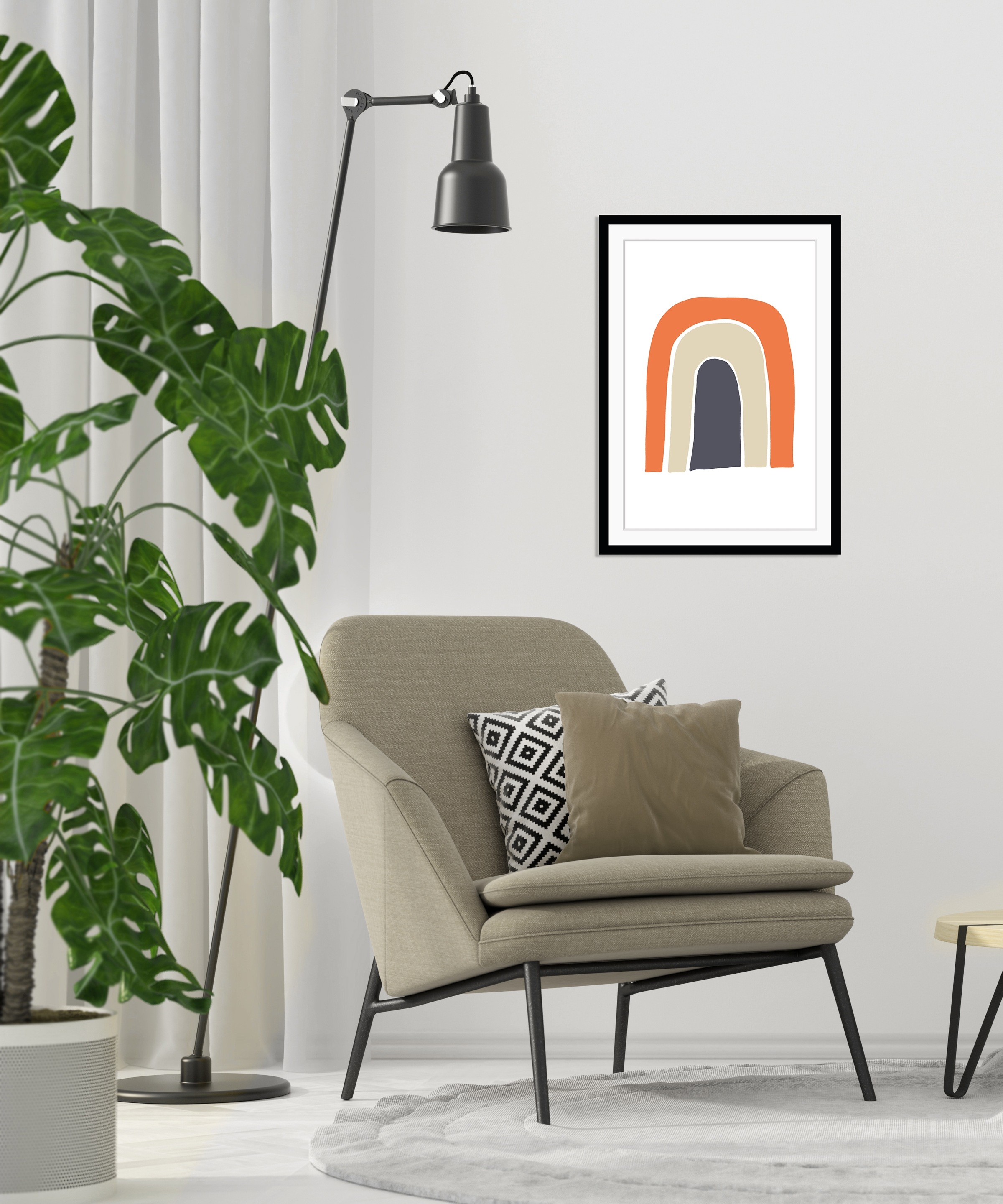 queence Bild »Rainbow«, Abstrakt-Regenbogen-Figuren-Kunst, HD Premium Poster-Druck inkl. Holzrahmen