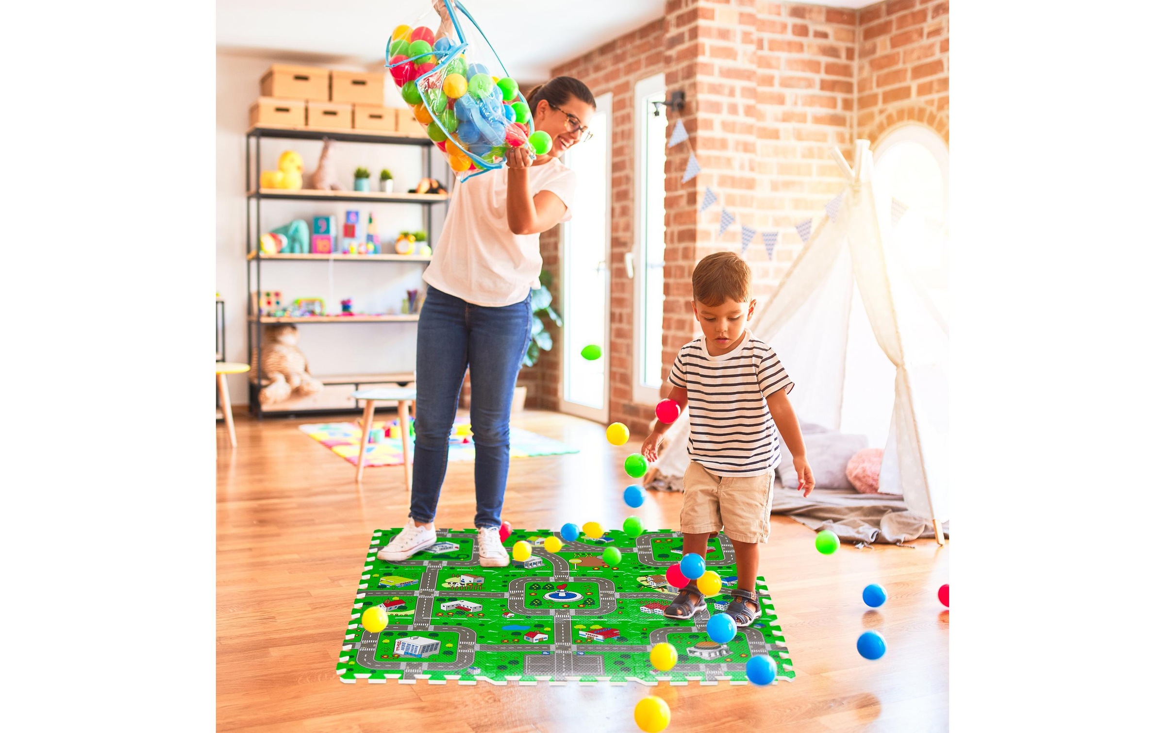 relaxdays Puzzlematte »Strasse für Kinder«