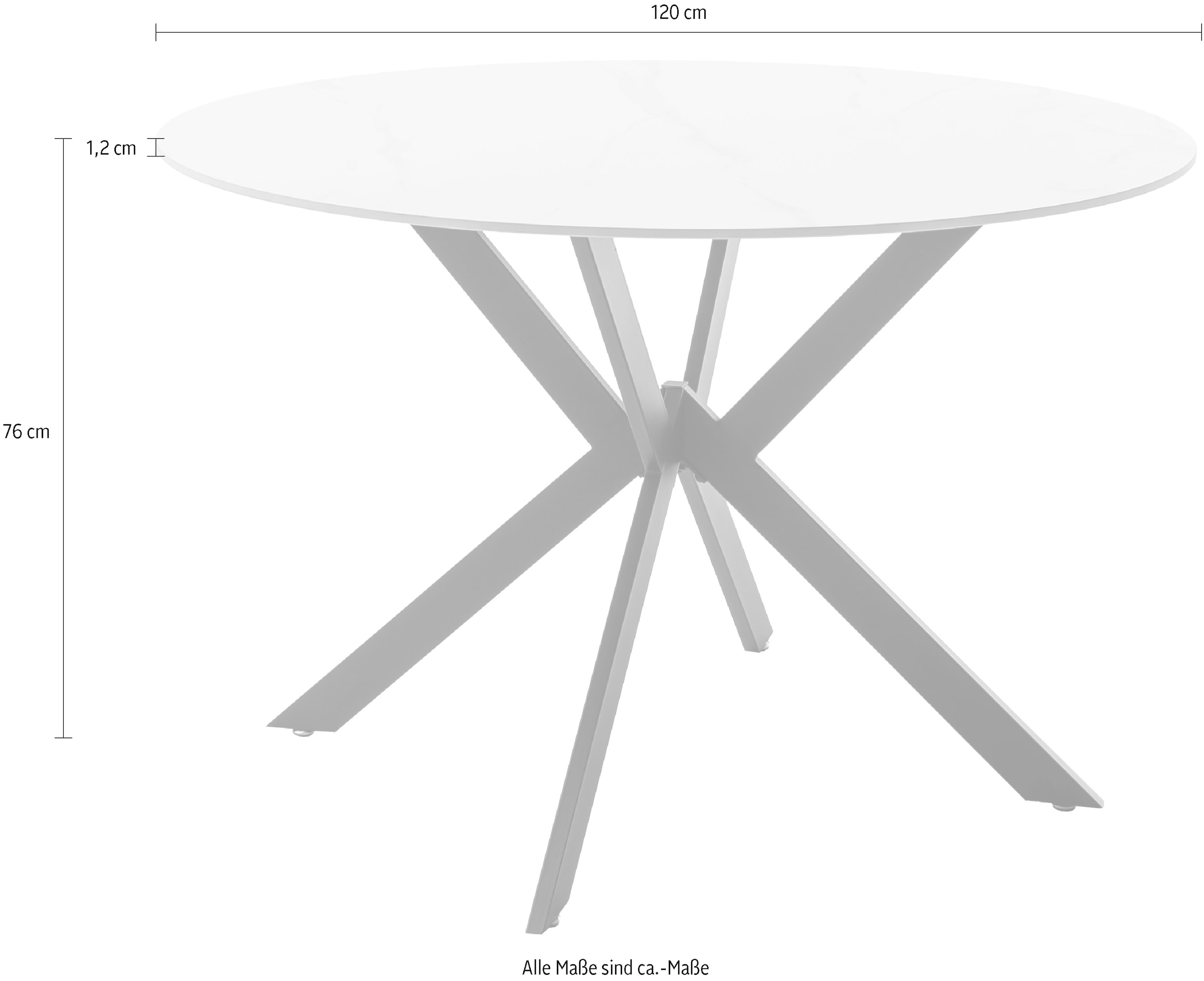 MCA furniture Esstisch »UBATE Vierfusstisch«, (1 St.), Keramik, Metall, weiss marmoriert, dining table, 4-6 Personen