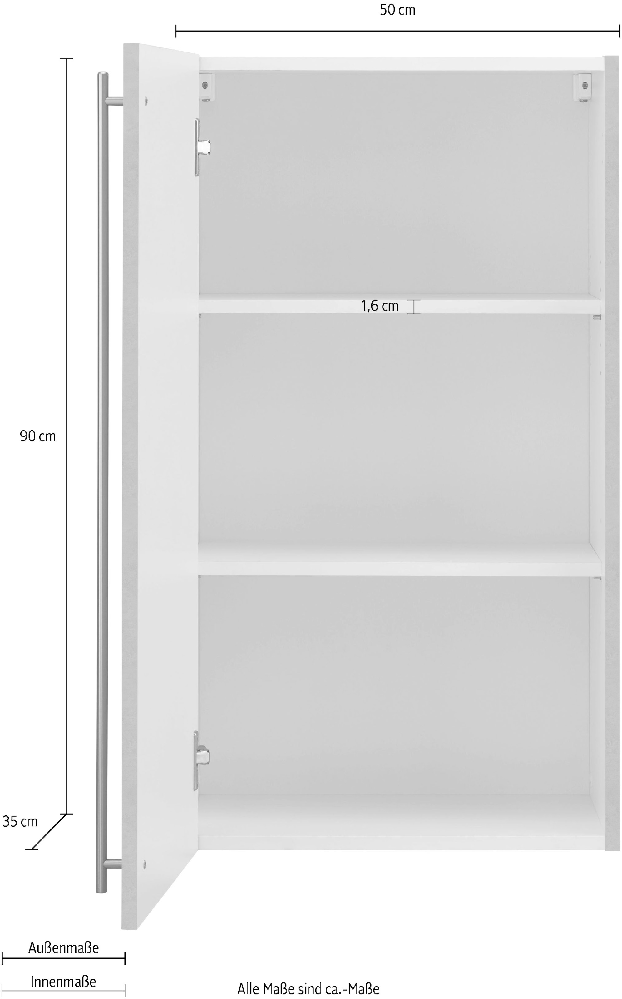 wiho Küchen Hängeschrank »Chicago«, 50 cm breit, 90 cm hoch, für viel Stauraum