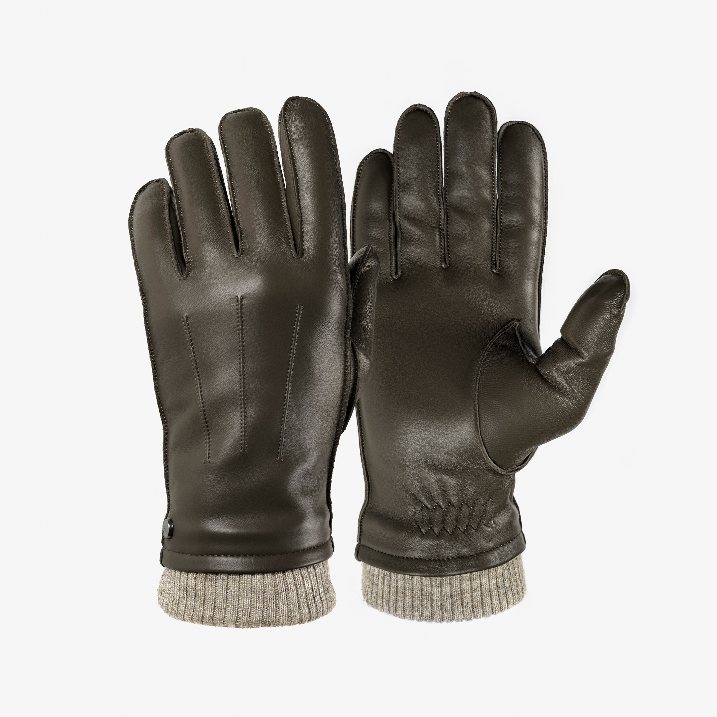 PEARLWOOD Lederhandschuhe »JACKSON« 1 Paar, Strickbündchen, dekorative Ziernähte, weiches Fleecefutter