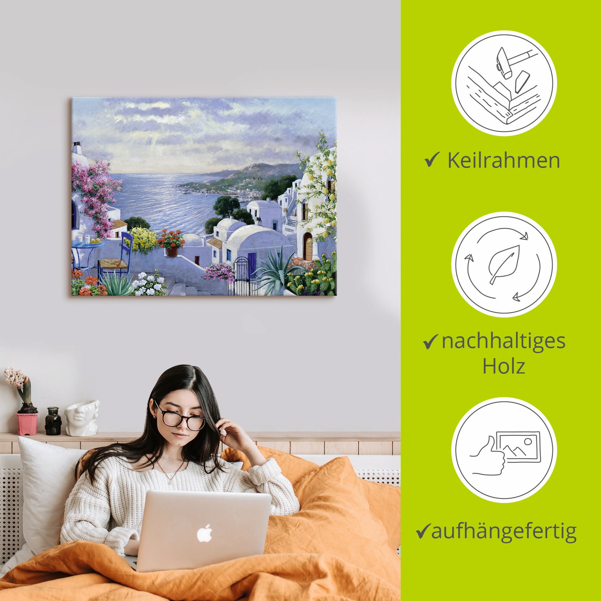 Artland Wandbild »Funkelndes Griechenland«, Gewässer, (1 St.), als Leinwandbild, Poster, Wandaufkleber in verschied. Grössen