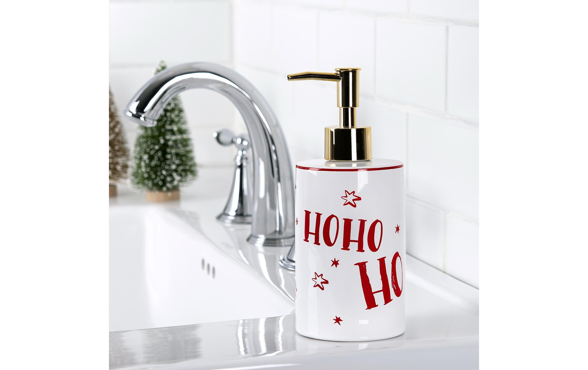 diaqua® Seifenspender »«Hoho Ho» 400 ml, Rot/Goldfarben/Weiss«