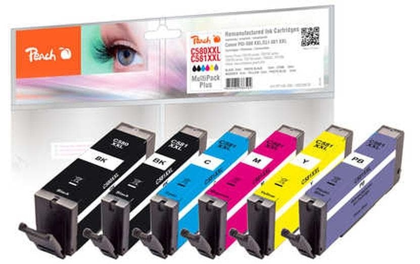 Tintenpatrone »Peach Canon PGI-580XXL / CLI-581XXL BK, PBK, PB, C, M, Y«, (6 St.)