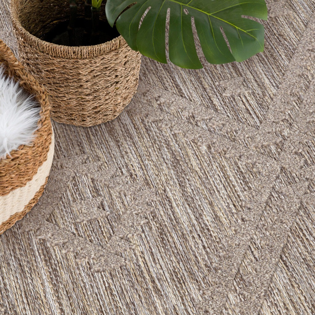 Carpet City Teppich »In-& Outdoorteppich Santorini 454, 3D-Effekt, Raute-Optik«, rund, 5 mm Höhe, Wetterfest & UV-beständig für Terrasse, Balkon, Küche, Flur