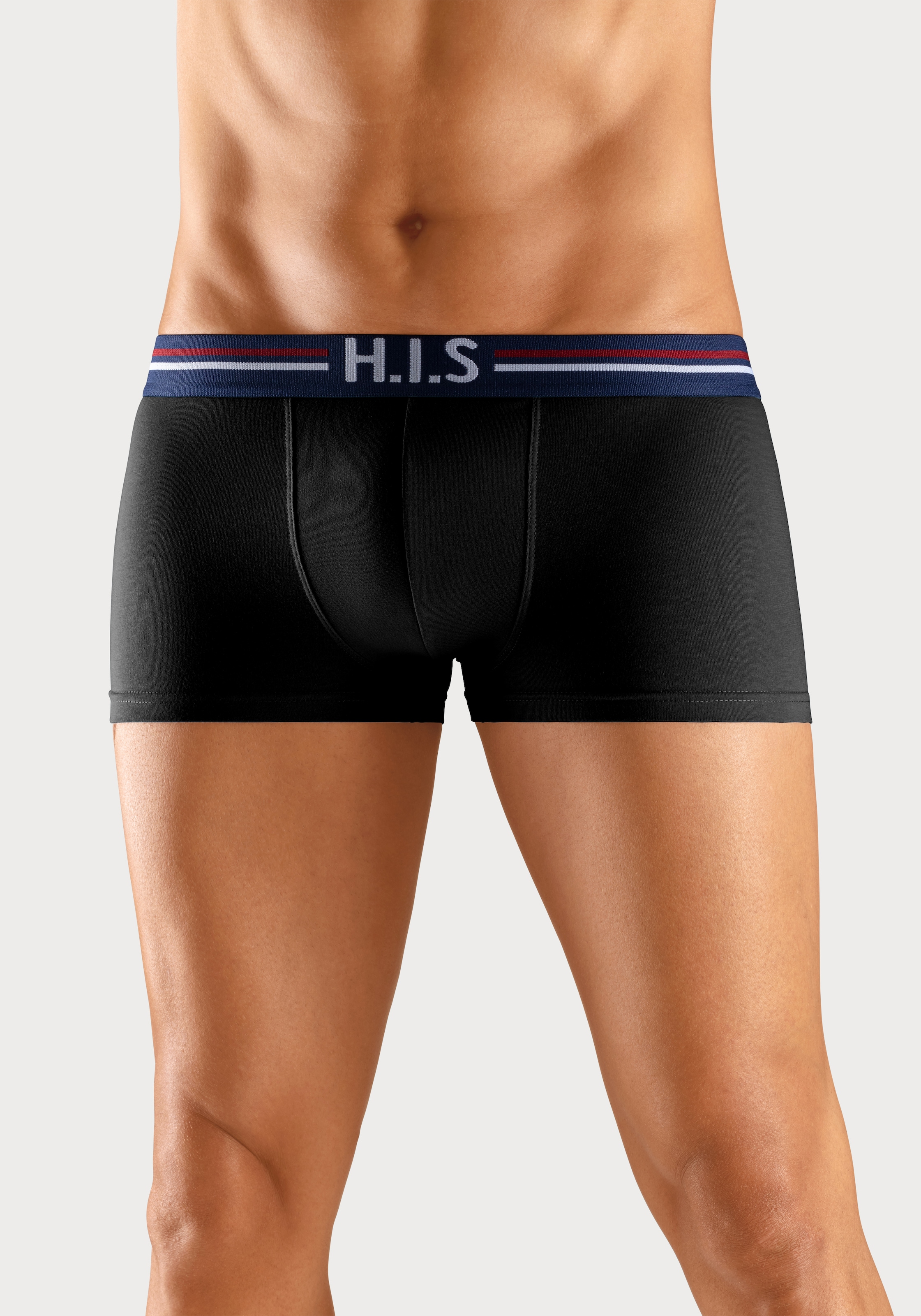 H.I.S Hipster, (Packung, 5 St.), Boxershorts mit Streifen und Markenlogo im Bund aus Baumwollmischung