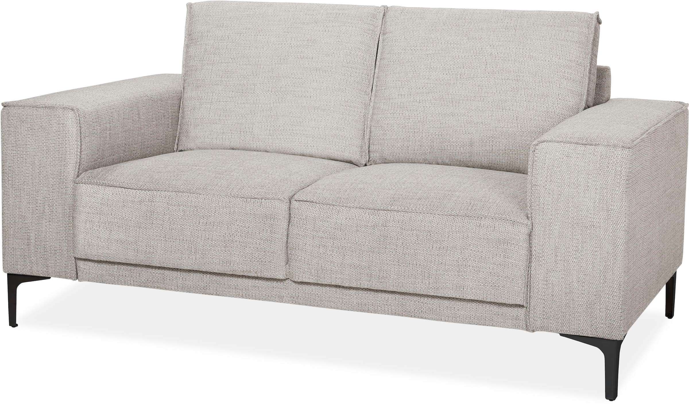 Places of Style 2-Sitzer »Kompaktsofa Oland, Struktur, Flachgewebe, Luxus-Microfaser, Boucle«, 164 cm, Wellenunterfederung, Skandi-Design, Metallfüsse