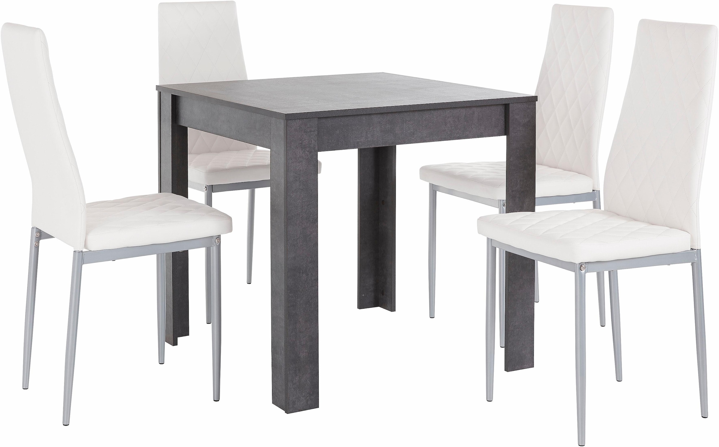 INOSIGN Essgruppe, (Set, 5 tlg.), mit Tisch in schieferfarben, Breite 80 cm