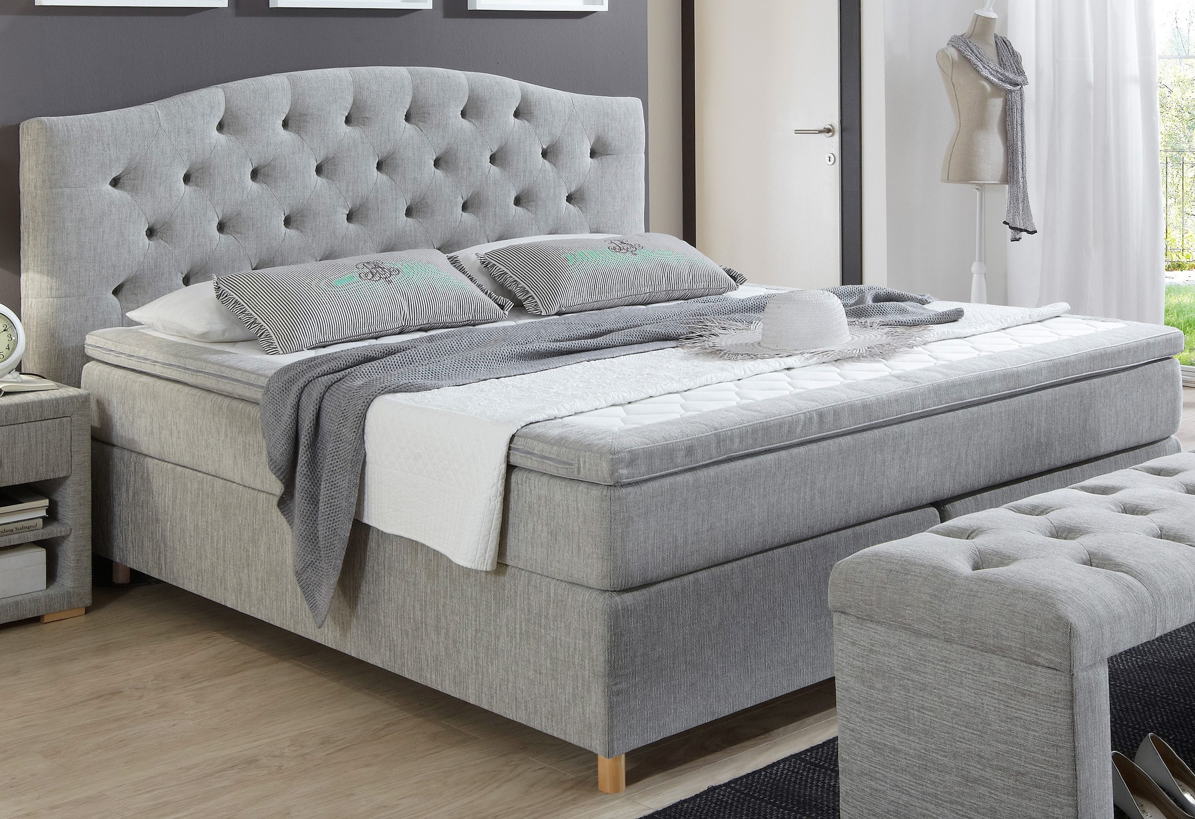 Home affaire Boxspringbett »Claire«, mit Vollmassiv-Unterbox, incl. Topper, verschiedene Härtegrade