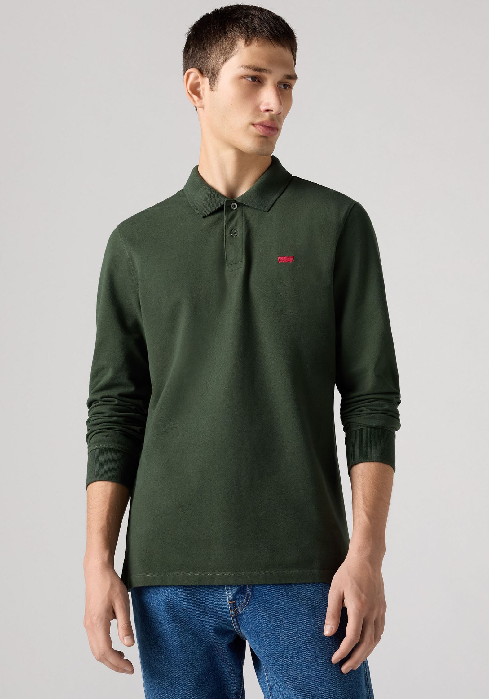 Levi's® Langarm-Poloshirt mit Logo Stickerei