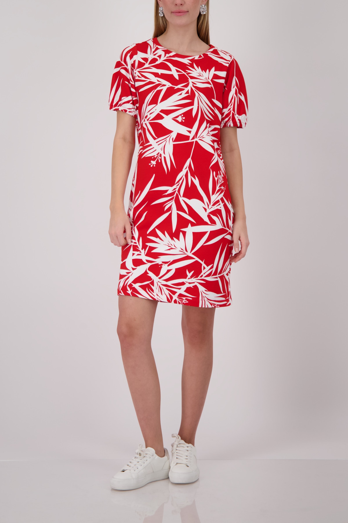 Monari Shirtkleid "Kleid Blätter allover" Ohne Tasche Regular fit mit Blättermuster