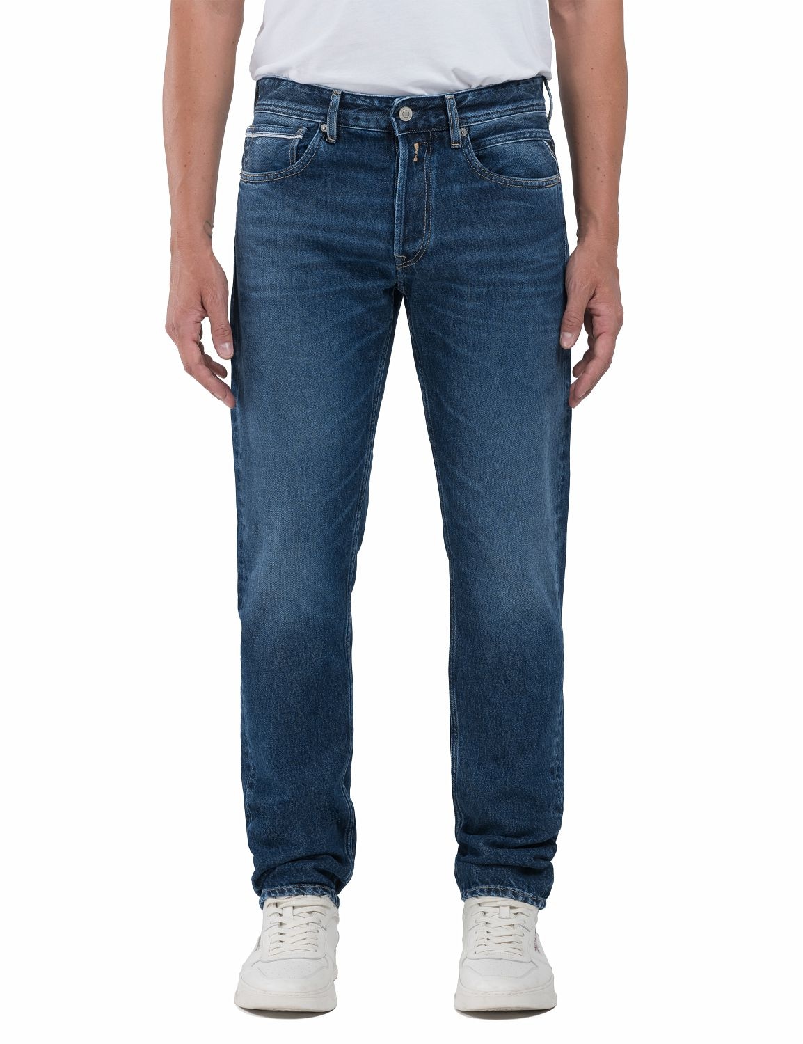 Replay Herren Tiefblau Straight-Jeans "Grover" In Vielen Verschiedenen Waschungen, Mit Stretch