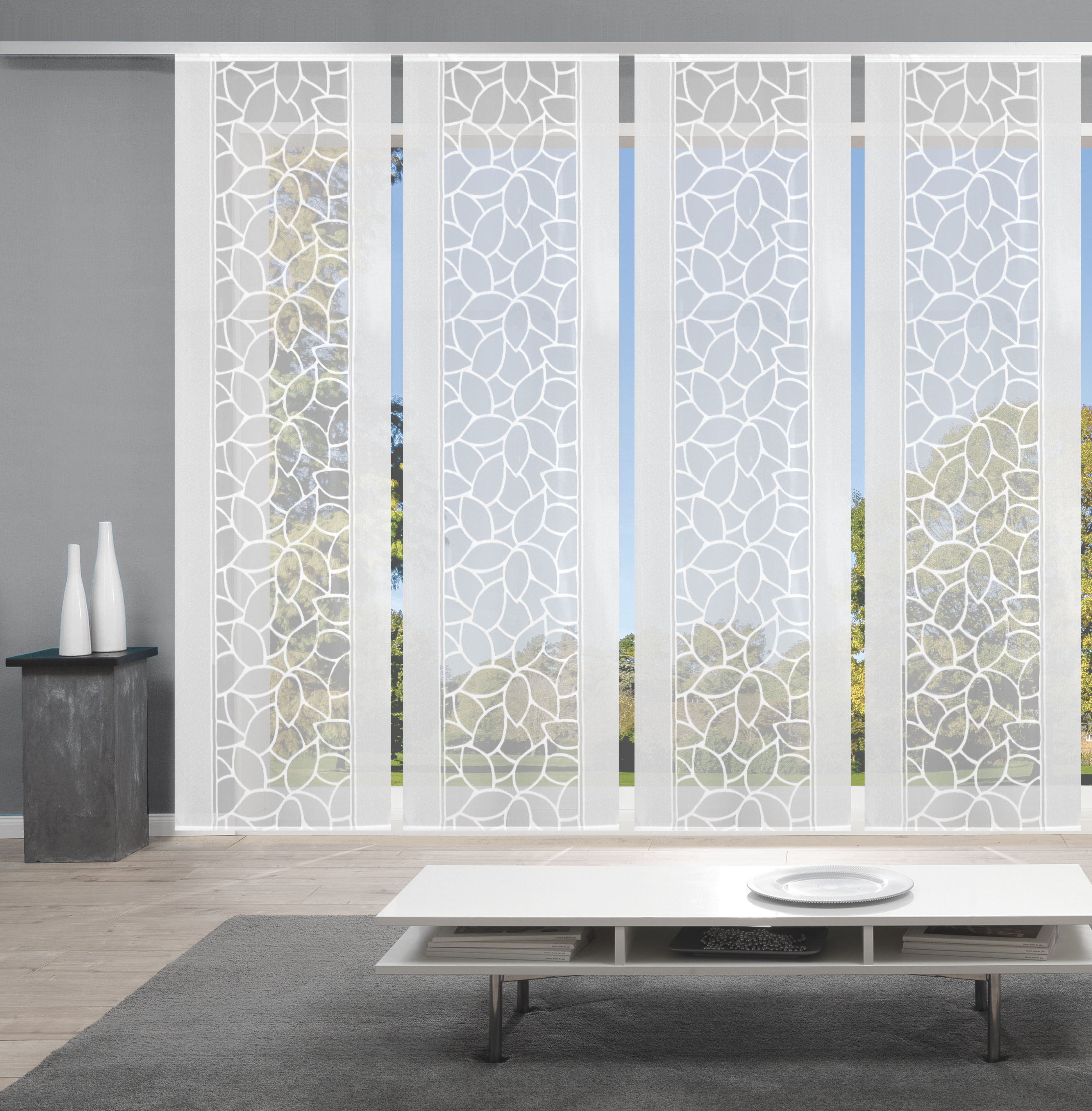 HOME WOHNIDEEN Schiebegardine »JENNA« Klettband 4 Stk. tlg. Schiebevorhang Jacquard Set