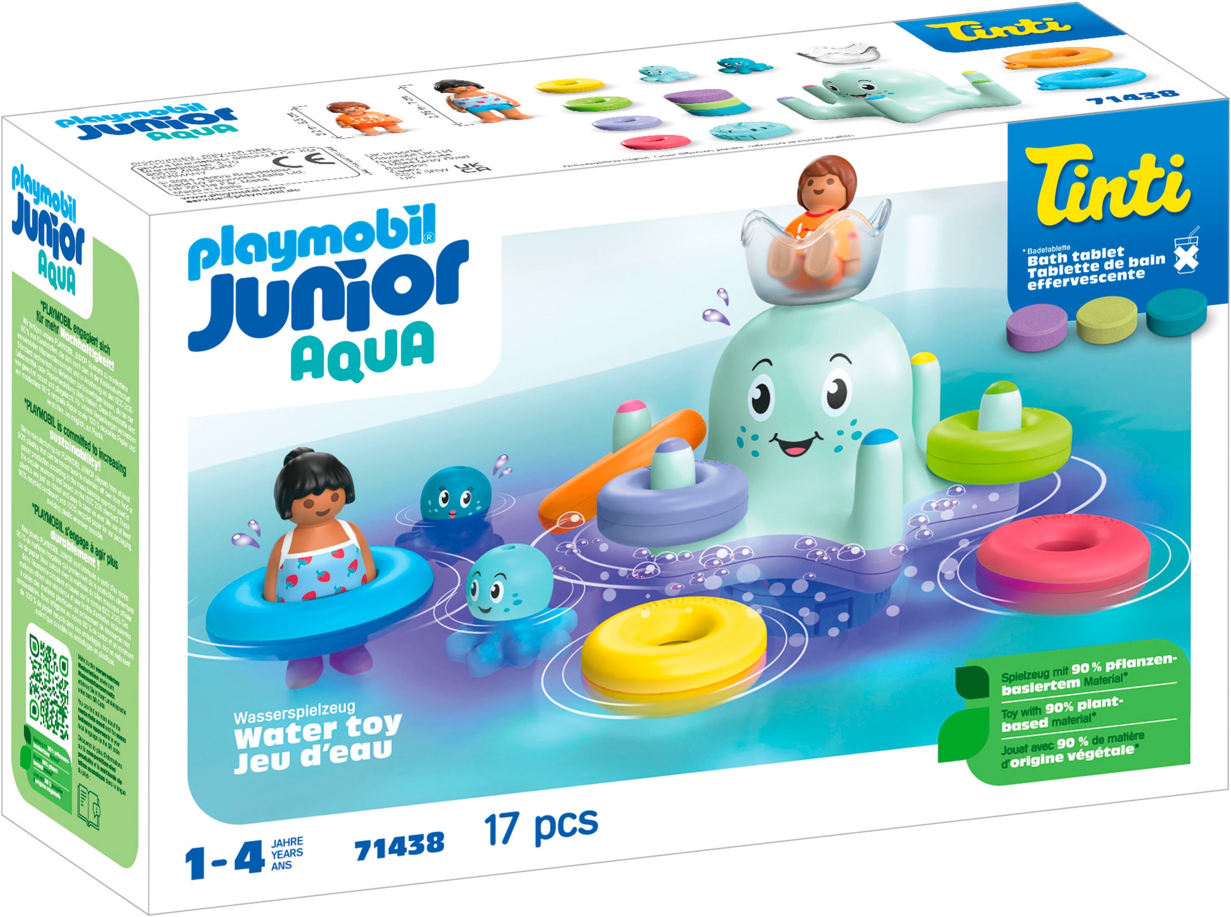 Playmobil Konstruktions-Spielset "Bunter Tintenfisch, inkl. 3 Tinti-Badetabletten (71438)" JUNIOR AQUA & Tinti; Made in Europe