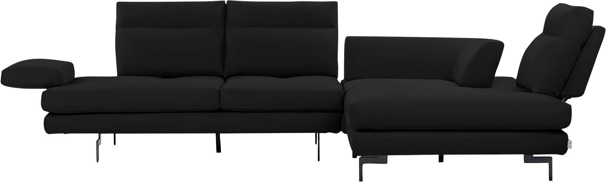 CALIA ITALIA Ecksofa »Toby Wing, Komfortsofa mit Sitzkomfort der Extraklasse, L-Form«, Sitztiefenverstellung, wahlw. mit Kissen-Set,Füsse schwarz matt