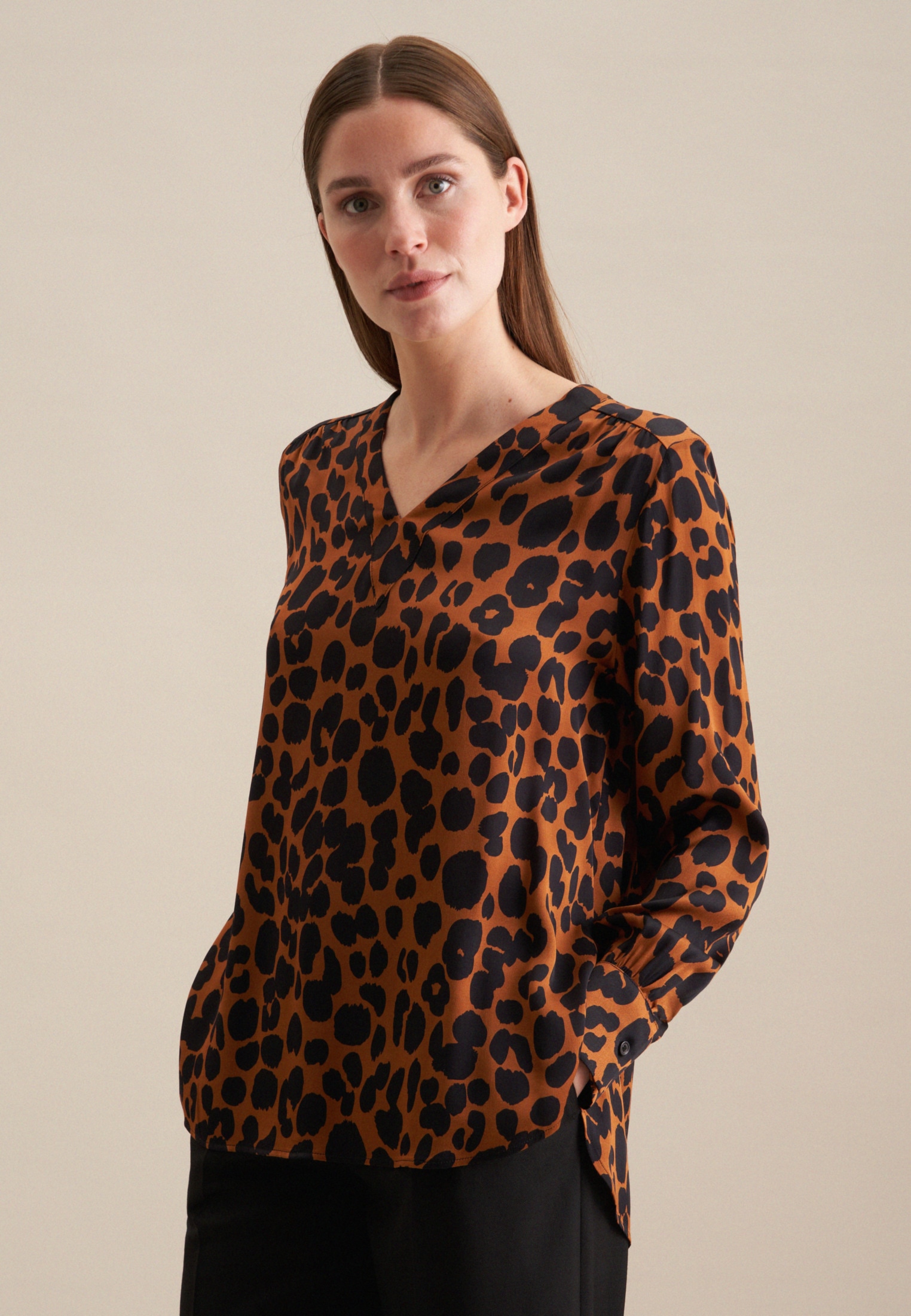 seidensticker Shirtbluse »Schwarze Rose« 1/1 V-Neck Druck