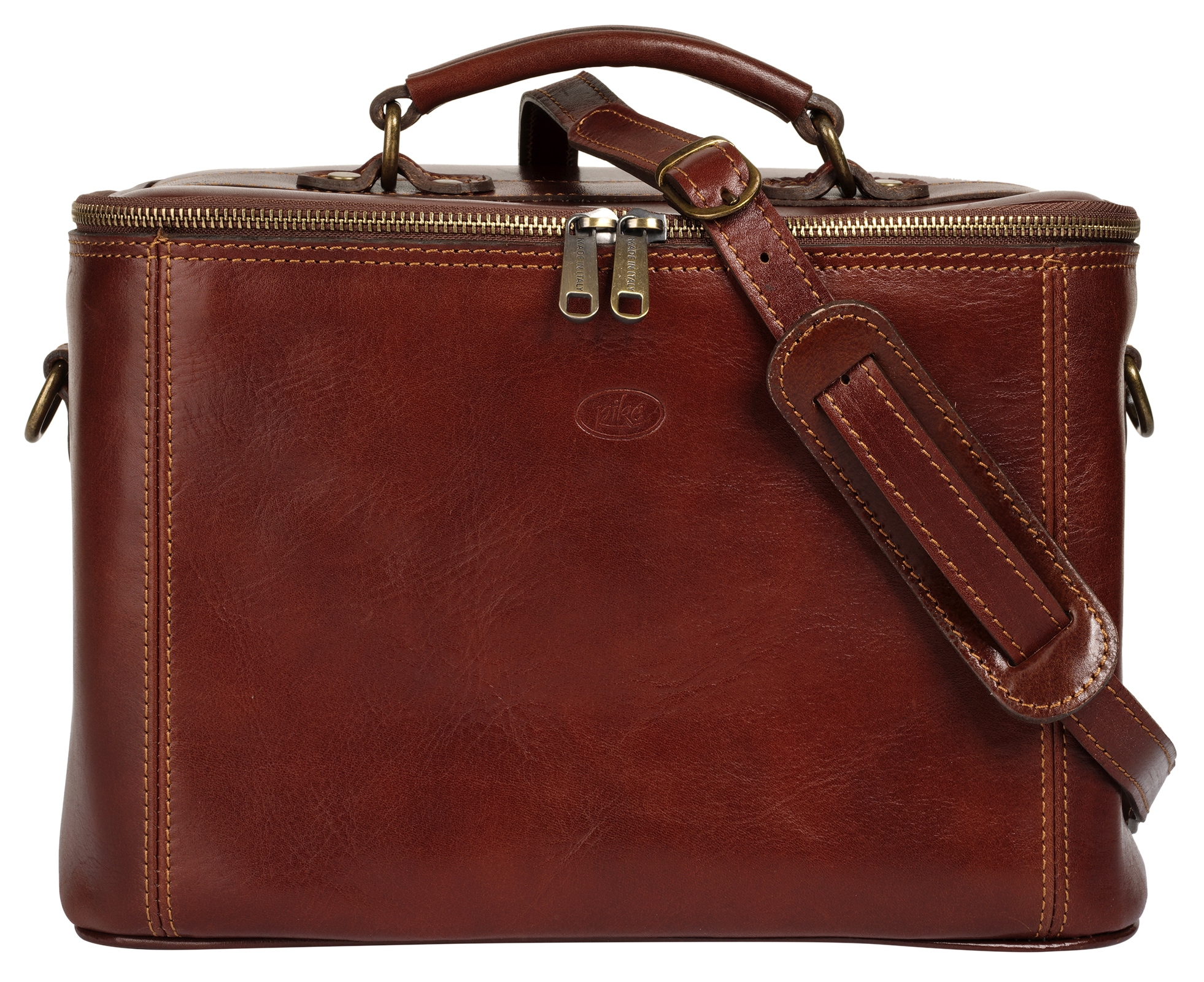 Piké Kulturbeutel "PIKÉ Damen Beauty Case echt Leder, Made in Italy" echt Leder, Made in Italy