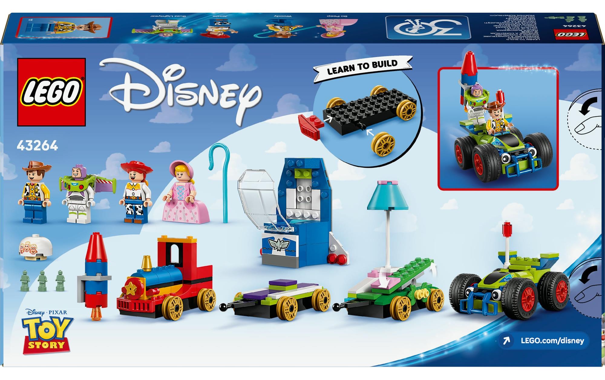 LEGO® Spielbausteine »Disney Pixar Partyzug und das Auto RC aus Toy Story 43264«, (206 St.)